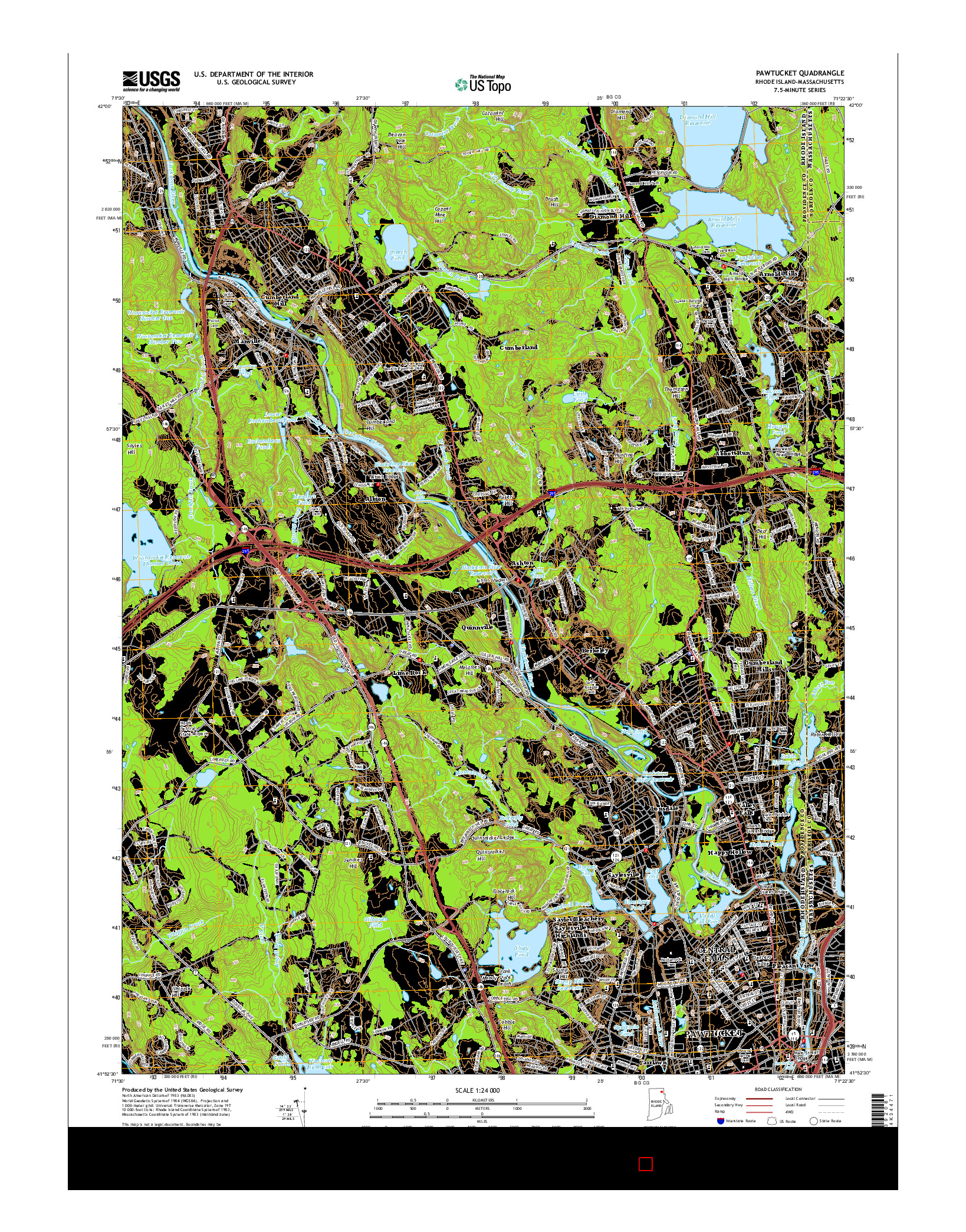 USGS US TOPO 7.5-MINUTE MAP FOR PAWTUCKET, RI-MA 2015