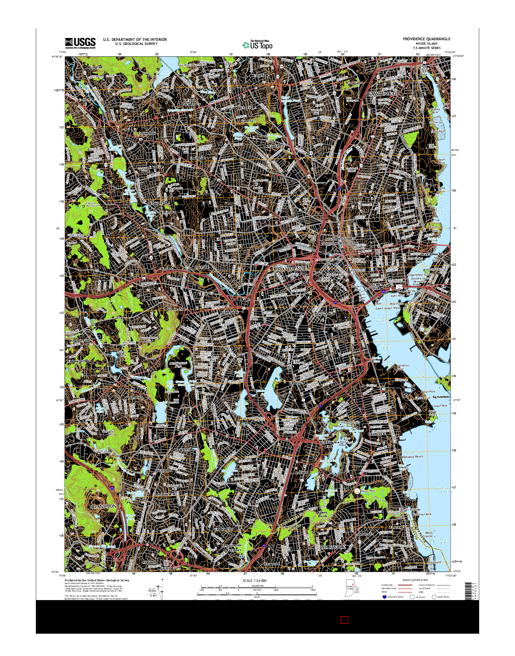 USGS US TOPO 7.5-MINUTE MAP FOR PROVIDENCE, RI 2015