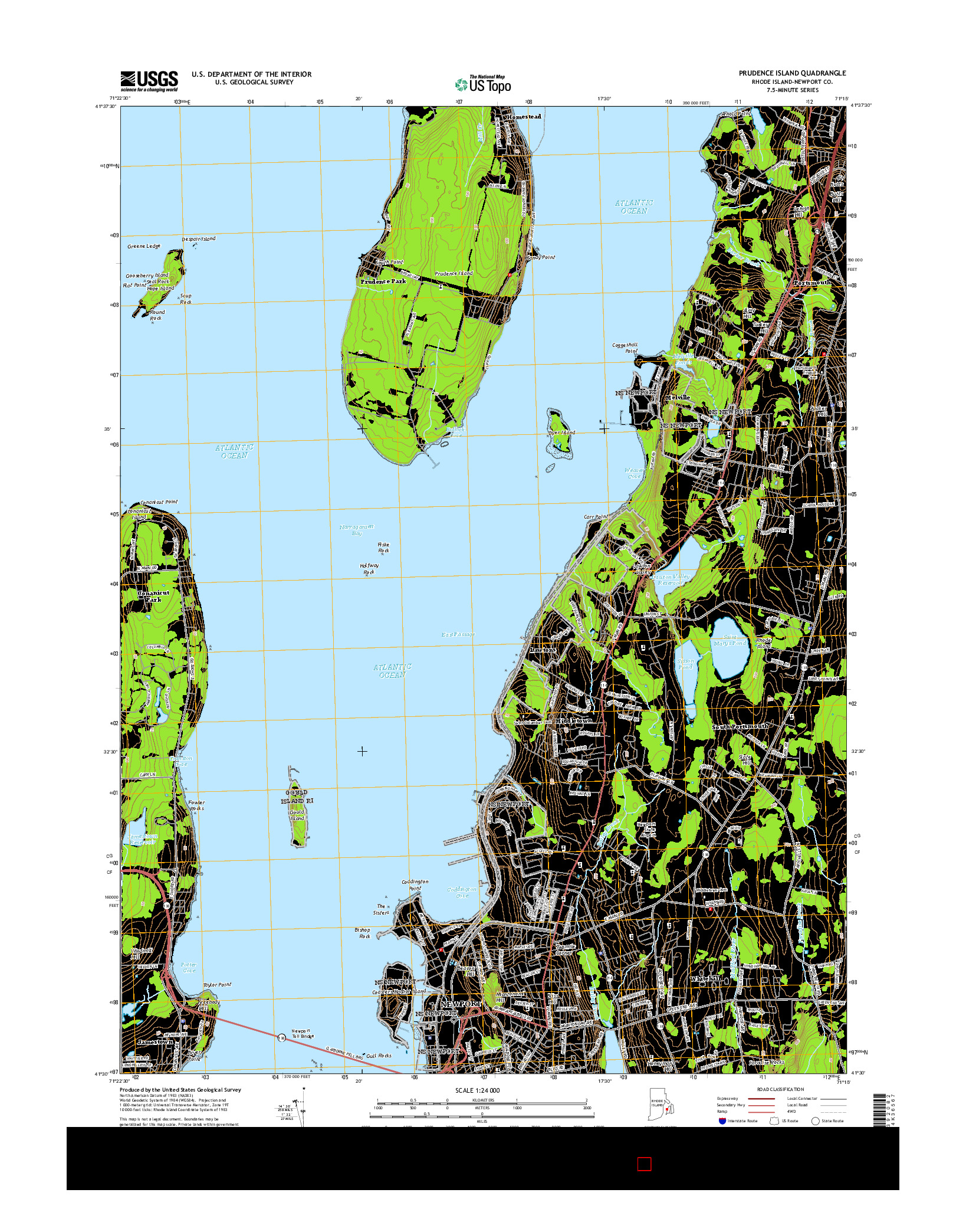 USGS US TOPO 7.5-MINUTE MAP FOR PRUDENCE ISLAND, RI 2015