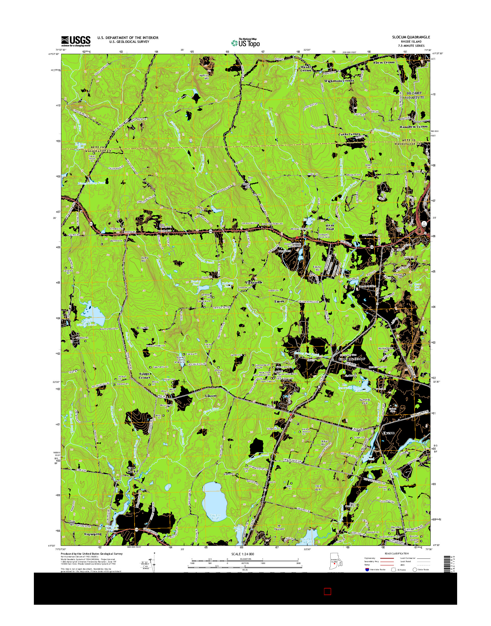 USGS US TOPO 7.5-MINUTE MAP FOR SLOCUM, RI 2015
