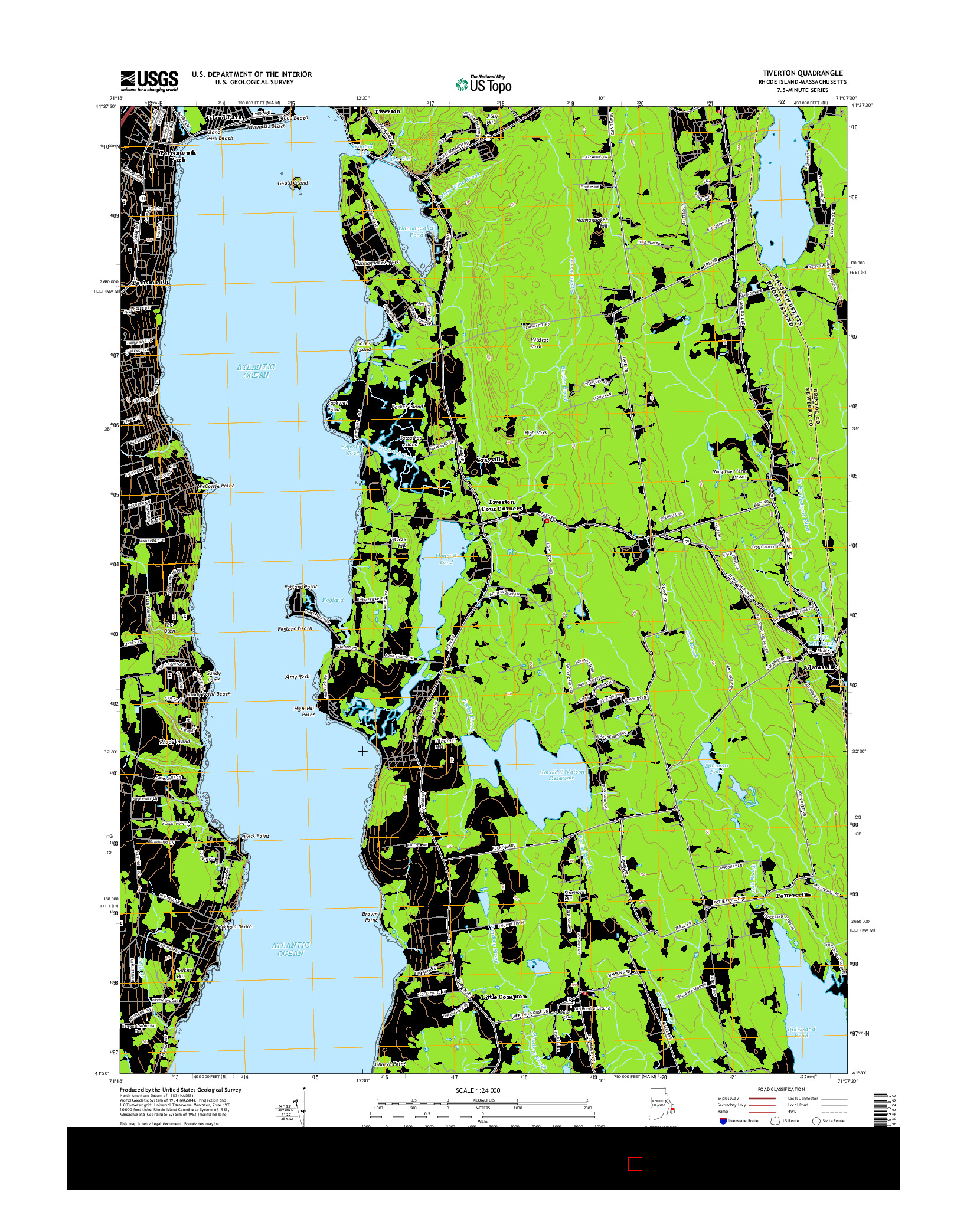 USGS US TOPO 7.5-MINUTE MAP FOR TIVERTON, RI-MA 2015