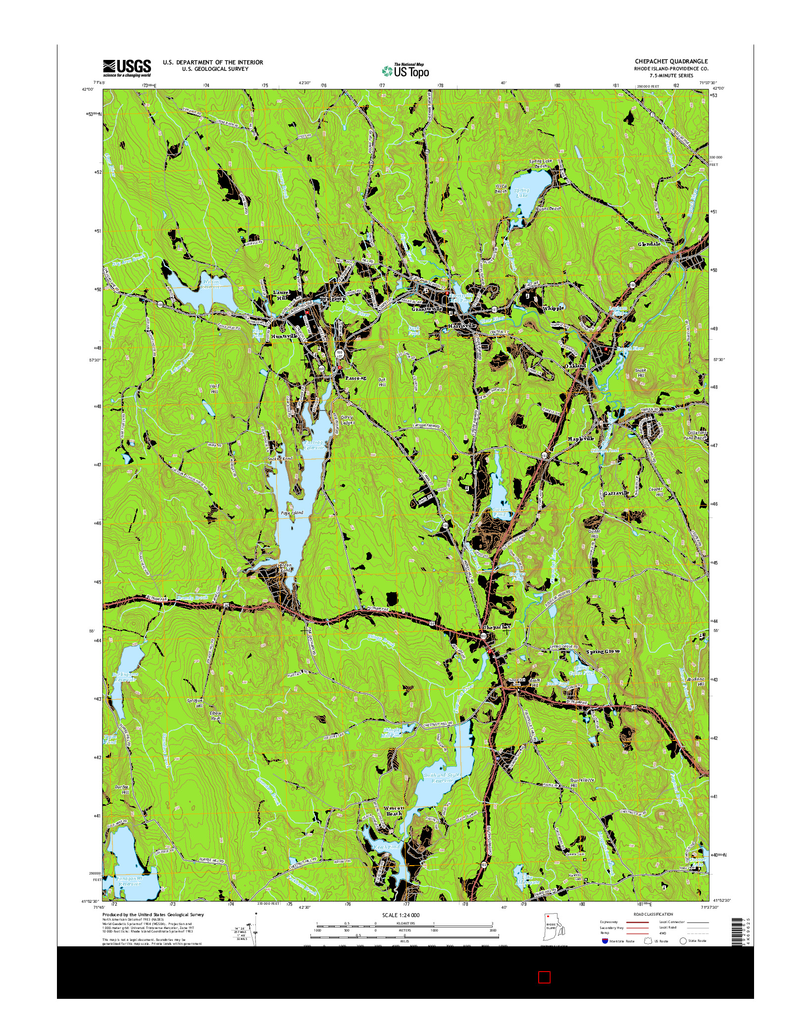 USGS US TOPO 7.5-MINUTE MAP FOR CHEPACHET, RI 2015