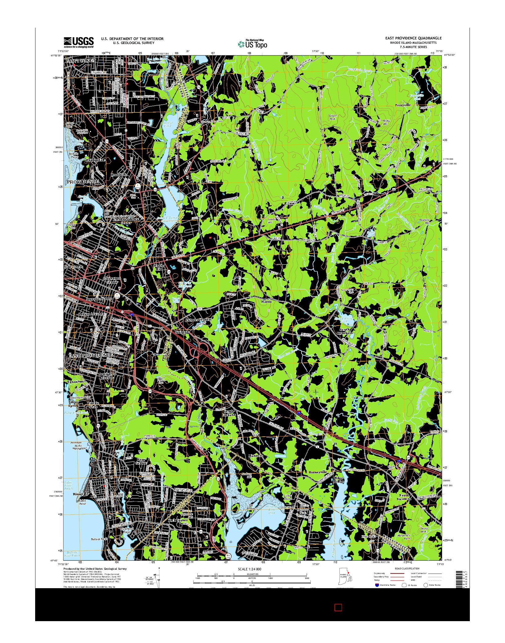 USGS US TOPO 7.5-MINUTE MAP FOR EAST PROVIDENCE, RI-MA 2015