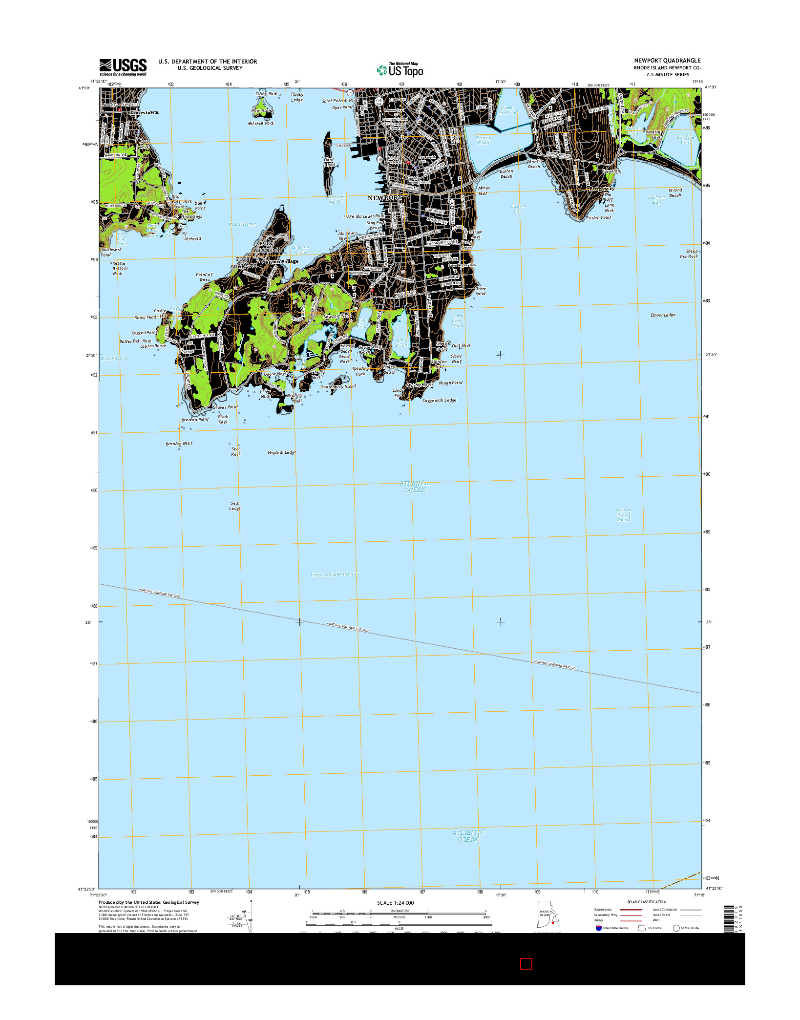 USGS US TOPO 7.5-MINUTE MAP FOR NEWPORT, RI 2015