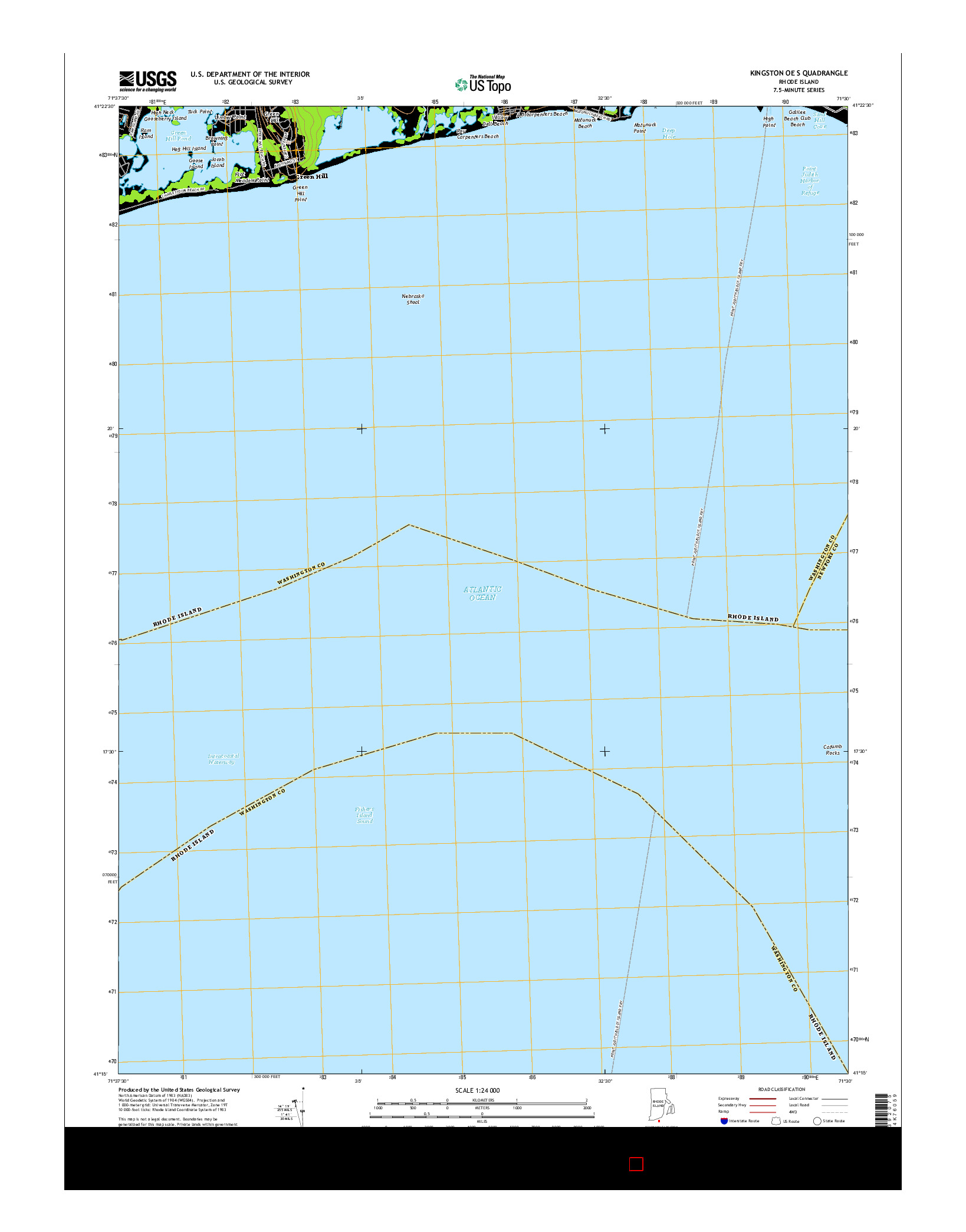 USGS US TOPO 7.5-MINUTE MAP FOR KINGSTON OE S, RI 2015