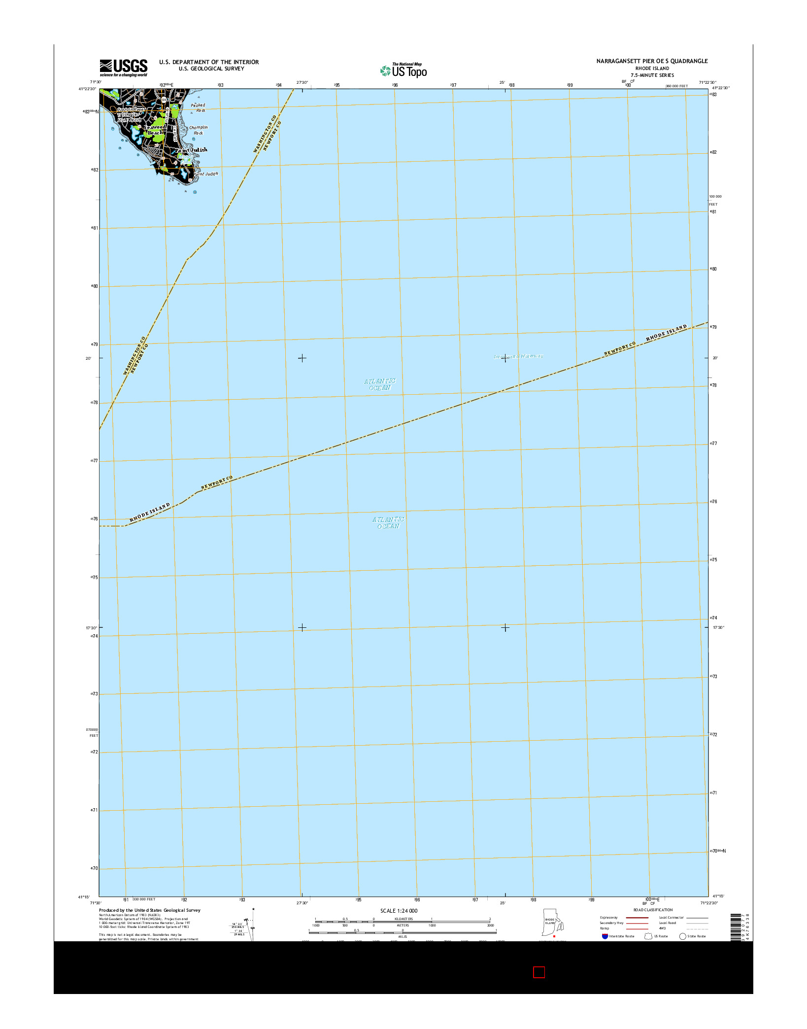 USGS US TOPO 7.5-MINUTE MAP FOR NARRAGANSETT PIER OE S, RI 2015