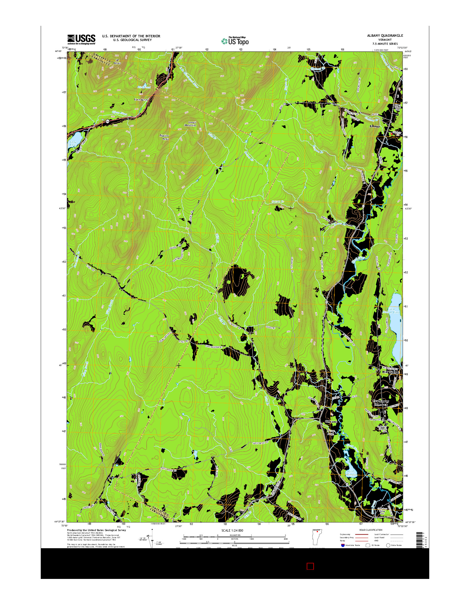 USGS US TOPO 7.5-MINUTE MAP FOR ALBANY, VT 2015