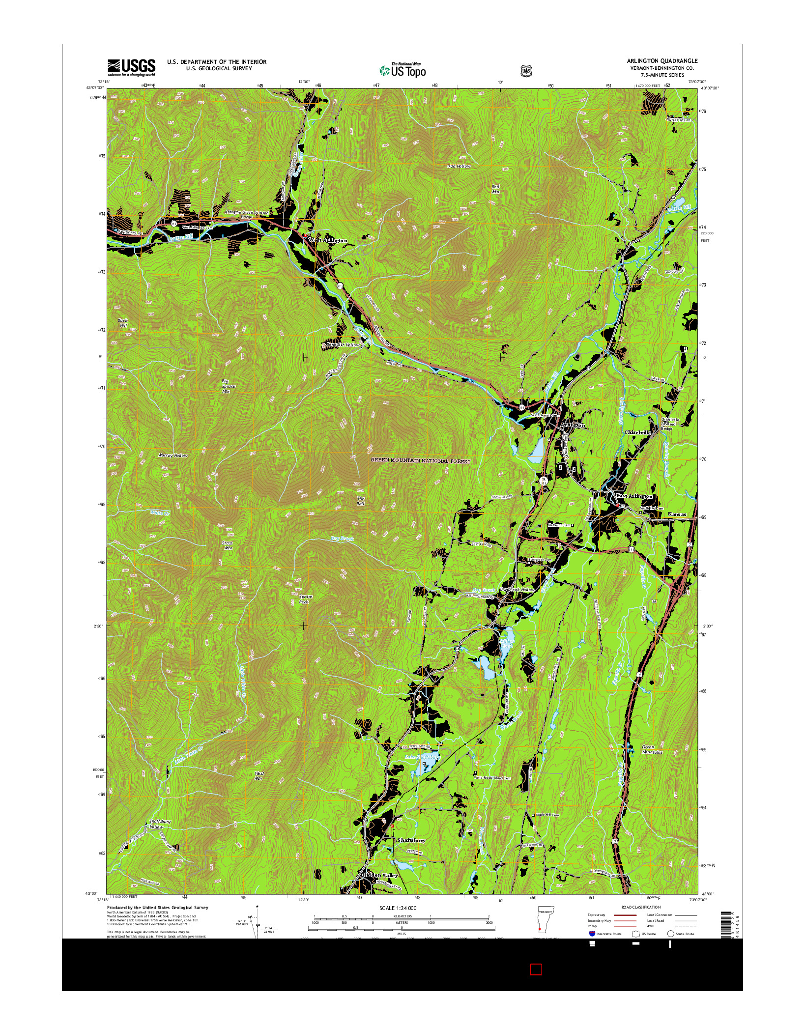 USGS US TOPO 7.5-MINUTE MAP FOR ARLINGTON, VT 2015