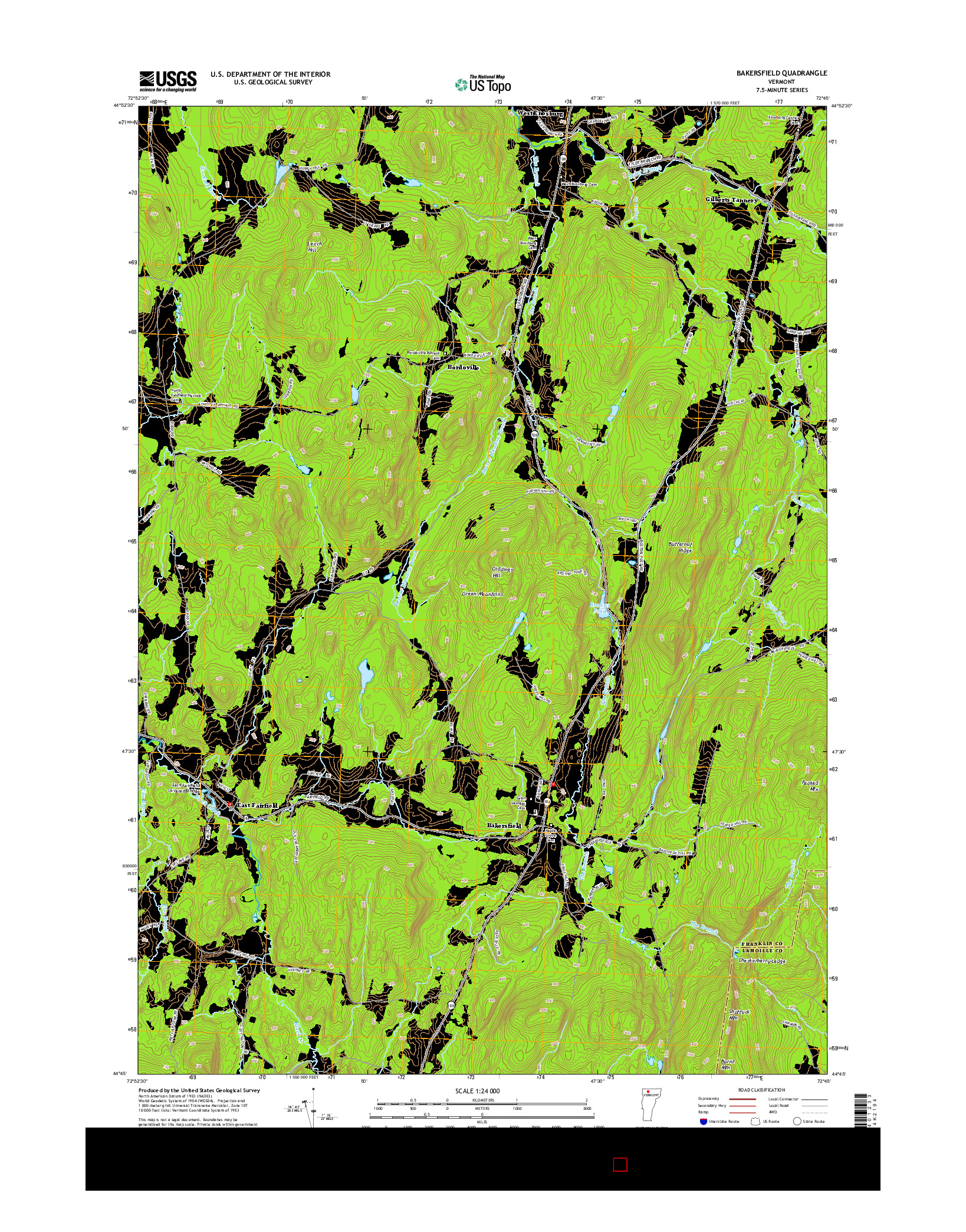 USGS US TOPO 7.5-MINUTE MAP FOR BAKERSFIELD, VT 2015