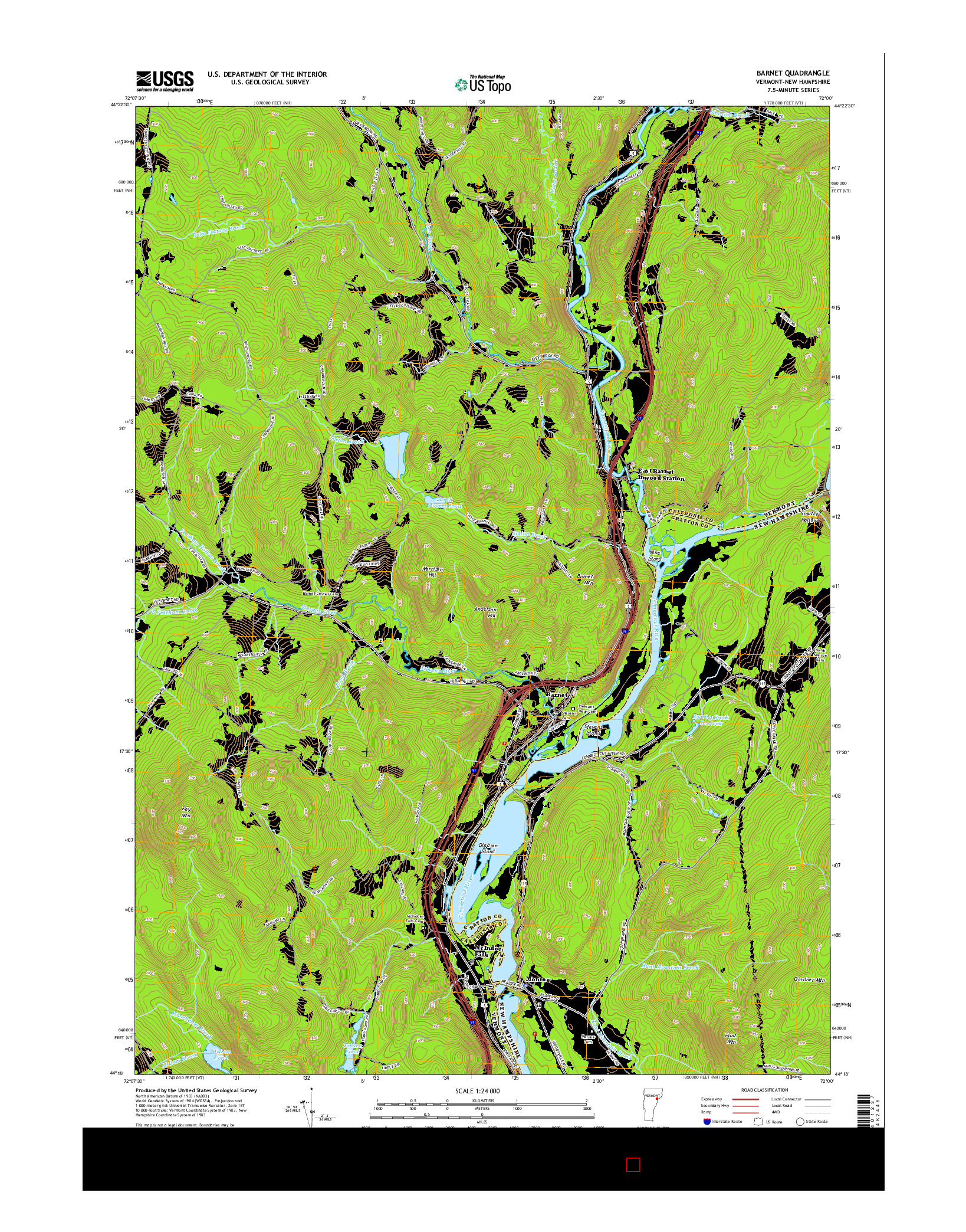USGS US TOPO 7.5-MINUTE MAP FOR BARNET, VT-NH 2015