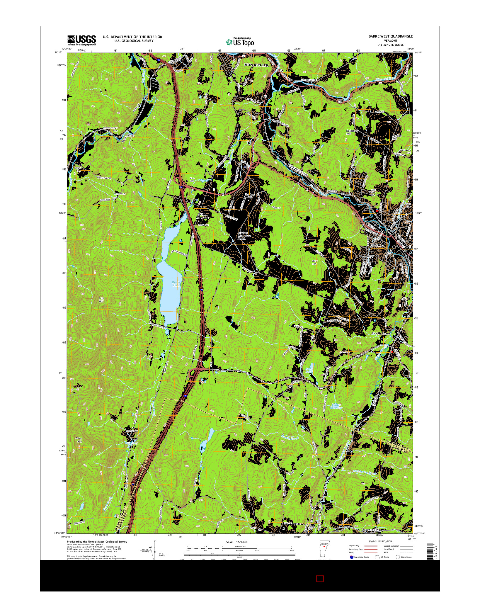 USGS US TOPO 7.5-MINUTE MAP FOR BARRE WEST, VT 2015