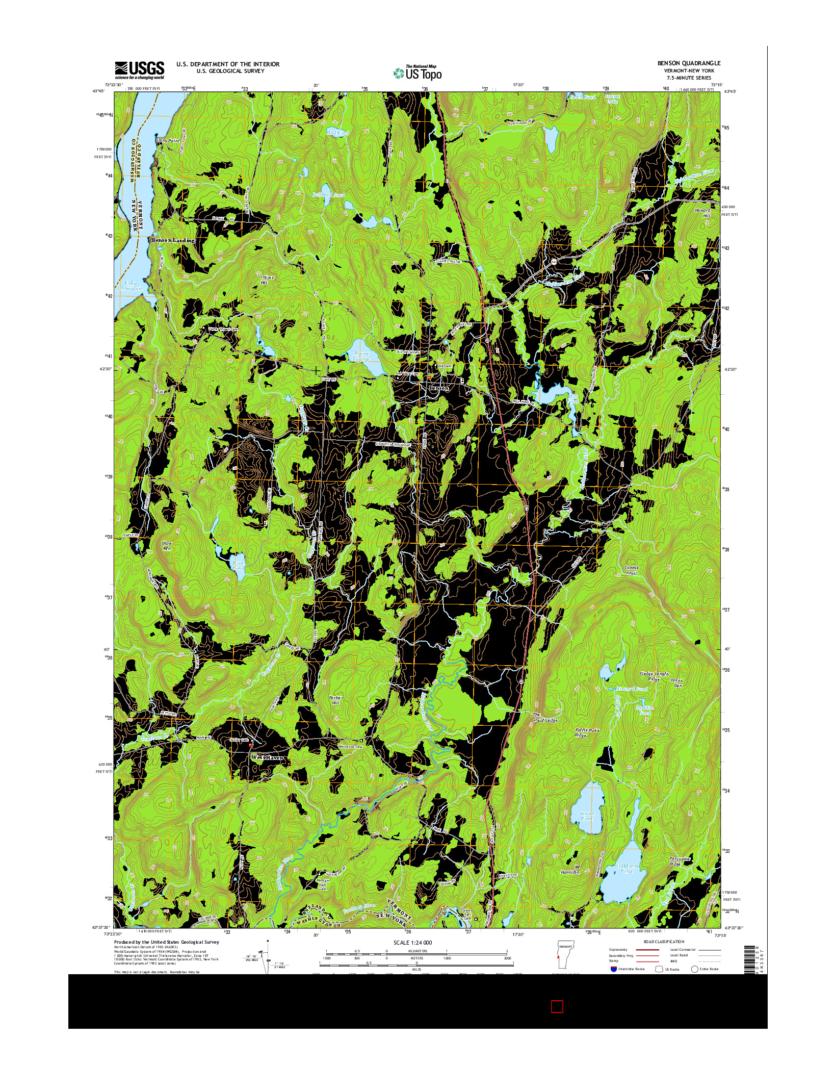 USGS US TOPO 7.5-MINUTE MAP FOR BENSON, VT-NY 2015