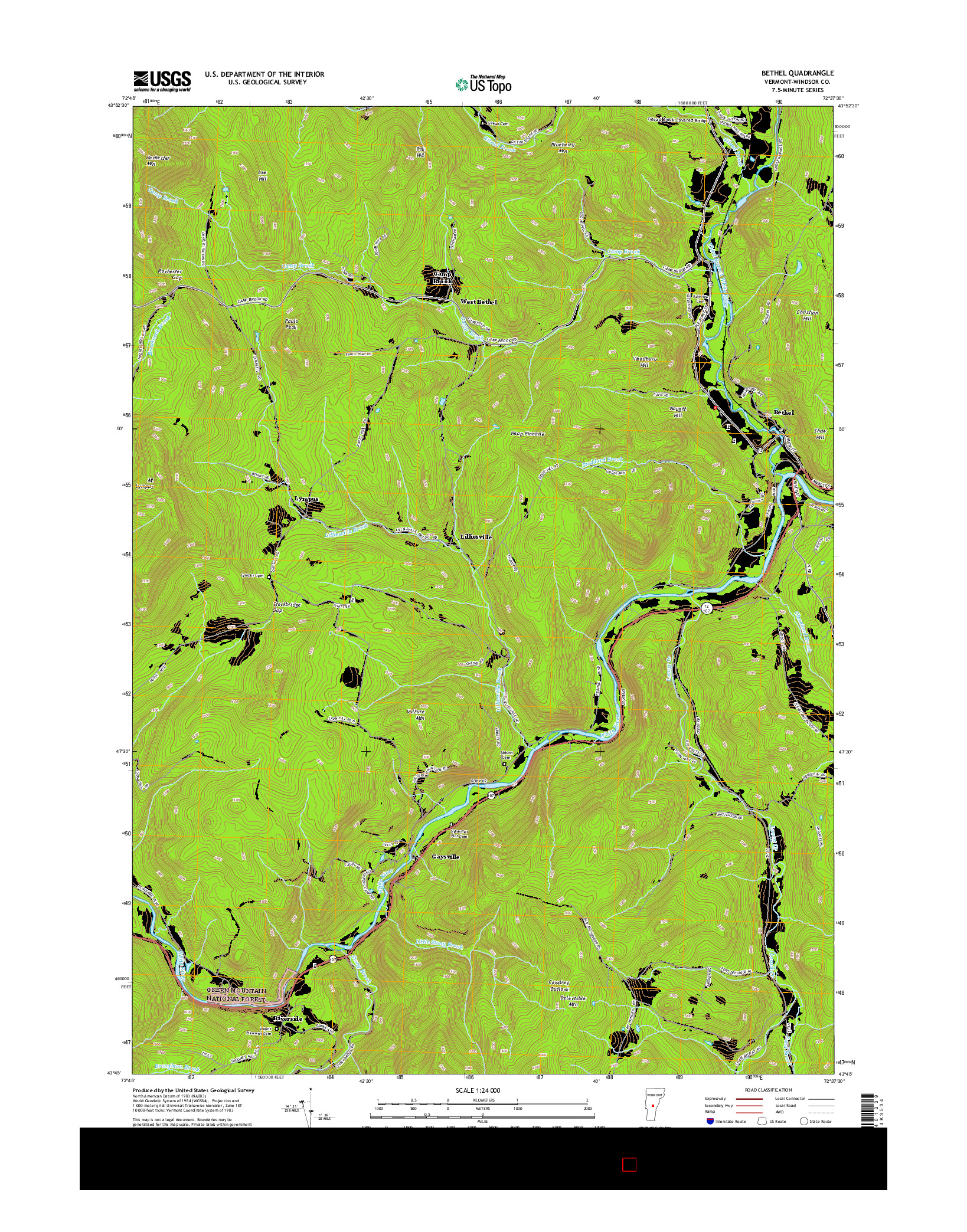 USGS US TOPO 7.5-MINUTE MAP FOR BETHEL, VT 2015