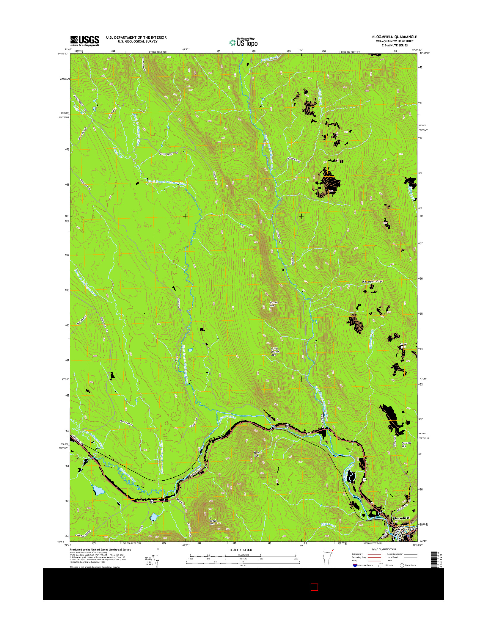 USGS US TOPO 7.5-MINUTE MAP FOR BLOOMFIELD, VT-NH 2015