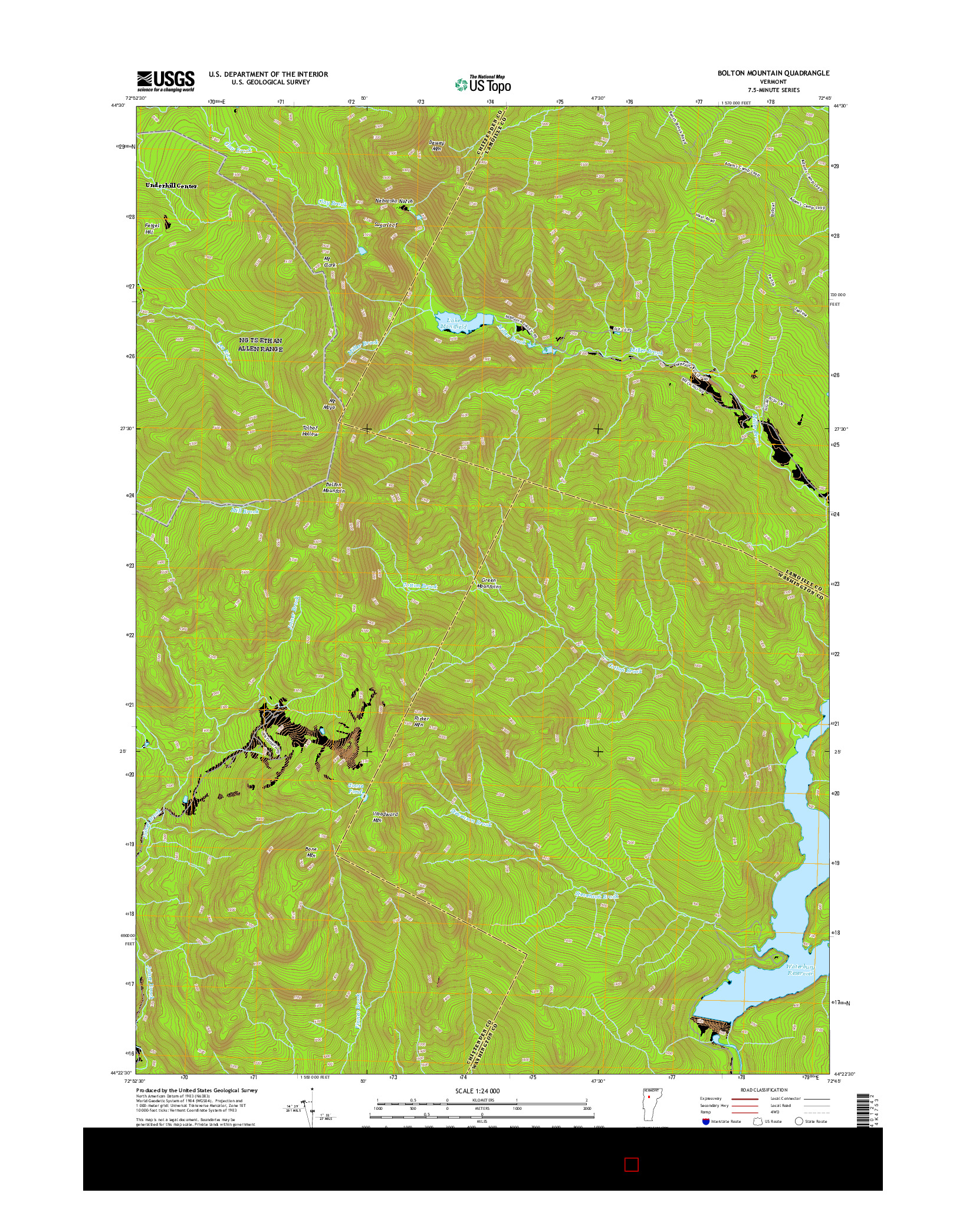 USGS US TOPO 7.5-MINUTE MAP FOR BOLTON MOUNTAIN, VT 2015