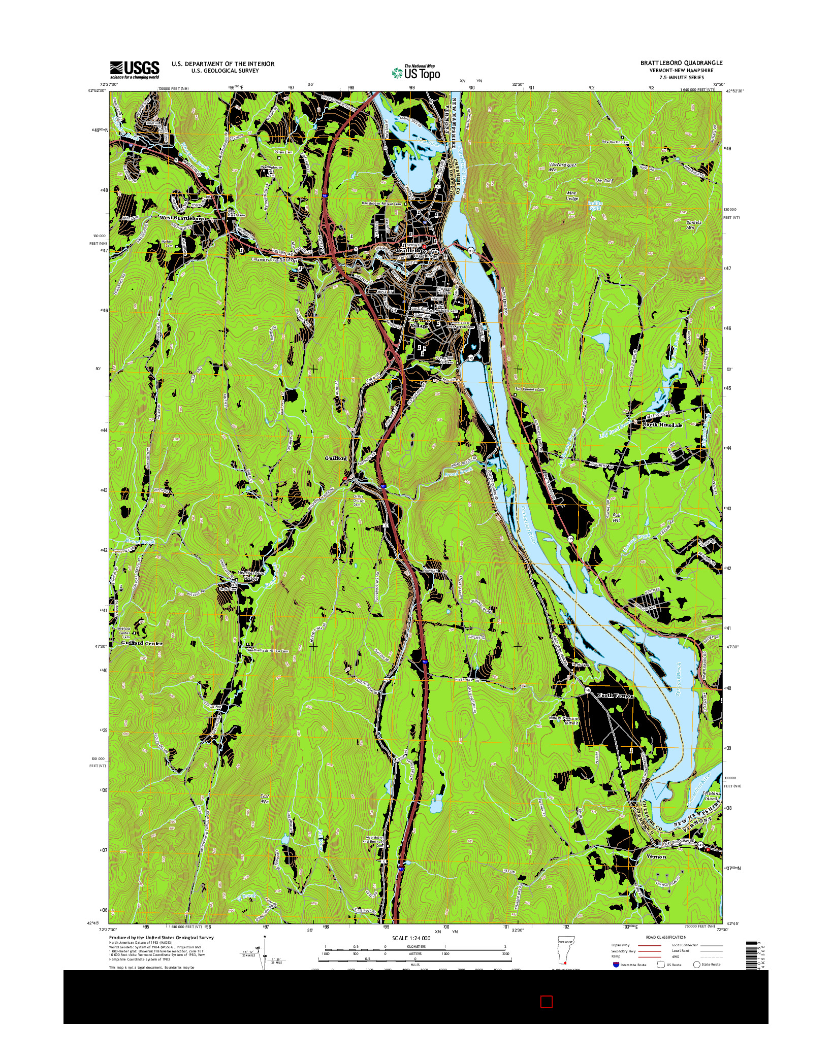 USGS US TOPO 7.5-MINUTE MAP FOR BRATTLEBORO, VT-NH 2015