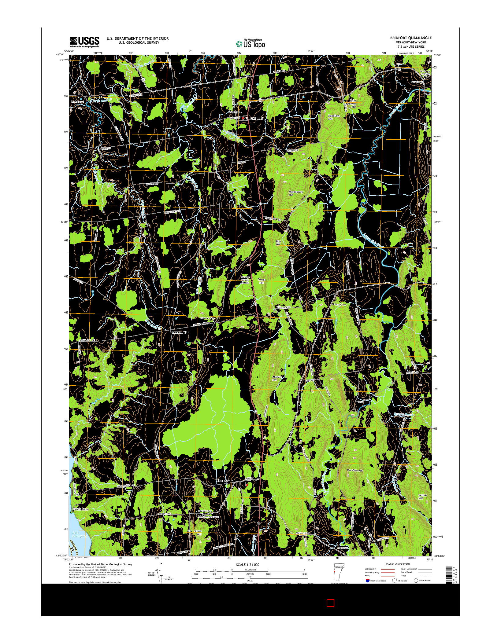 USGS US TOPO 7.5-MINUTE MAP FOR BRIDPORT, VT-NY 2015