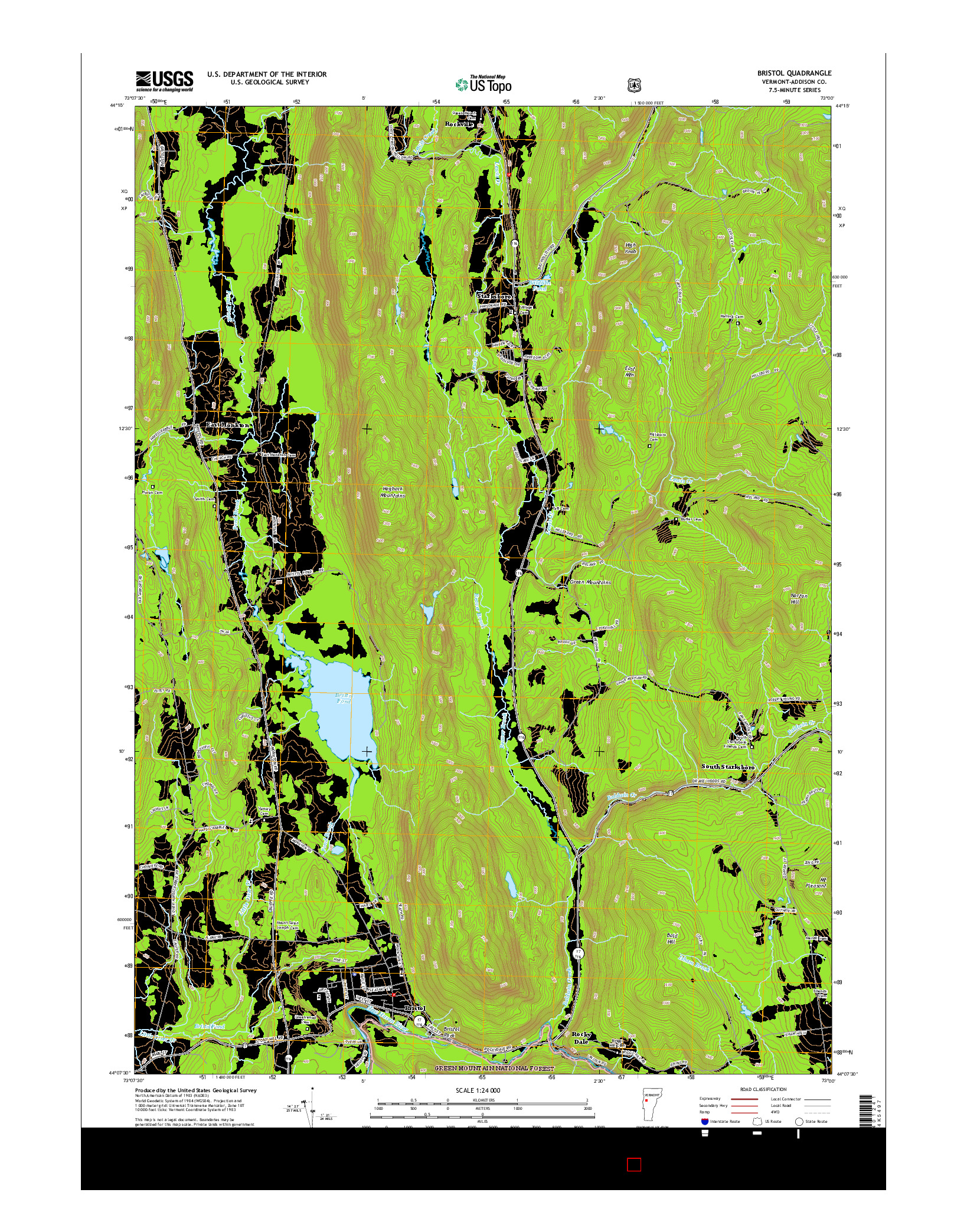 USGS US TOPO 7.5-MINUTE MAP FOR BRISTOL, VT 2015