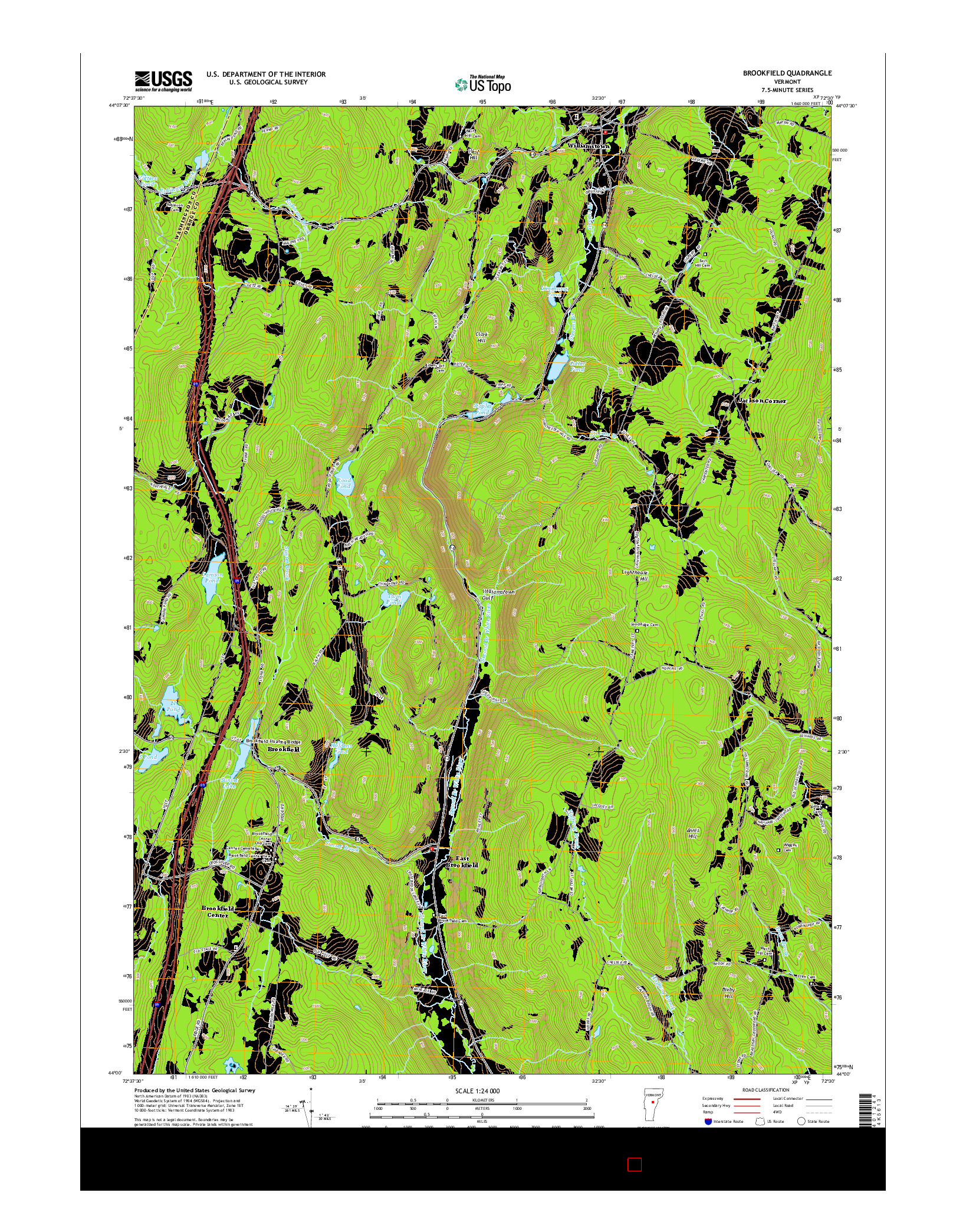 USGS US TOPO 7.5-MINUTE MAP FOR BROOKFIELD, VT 2015