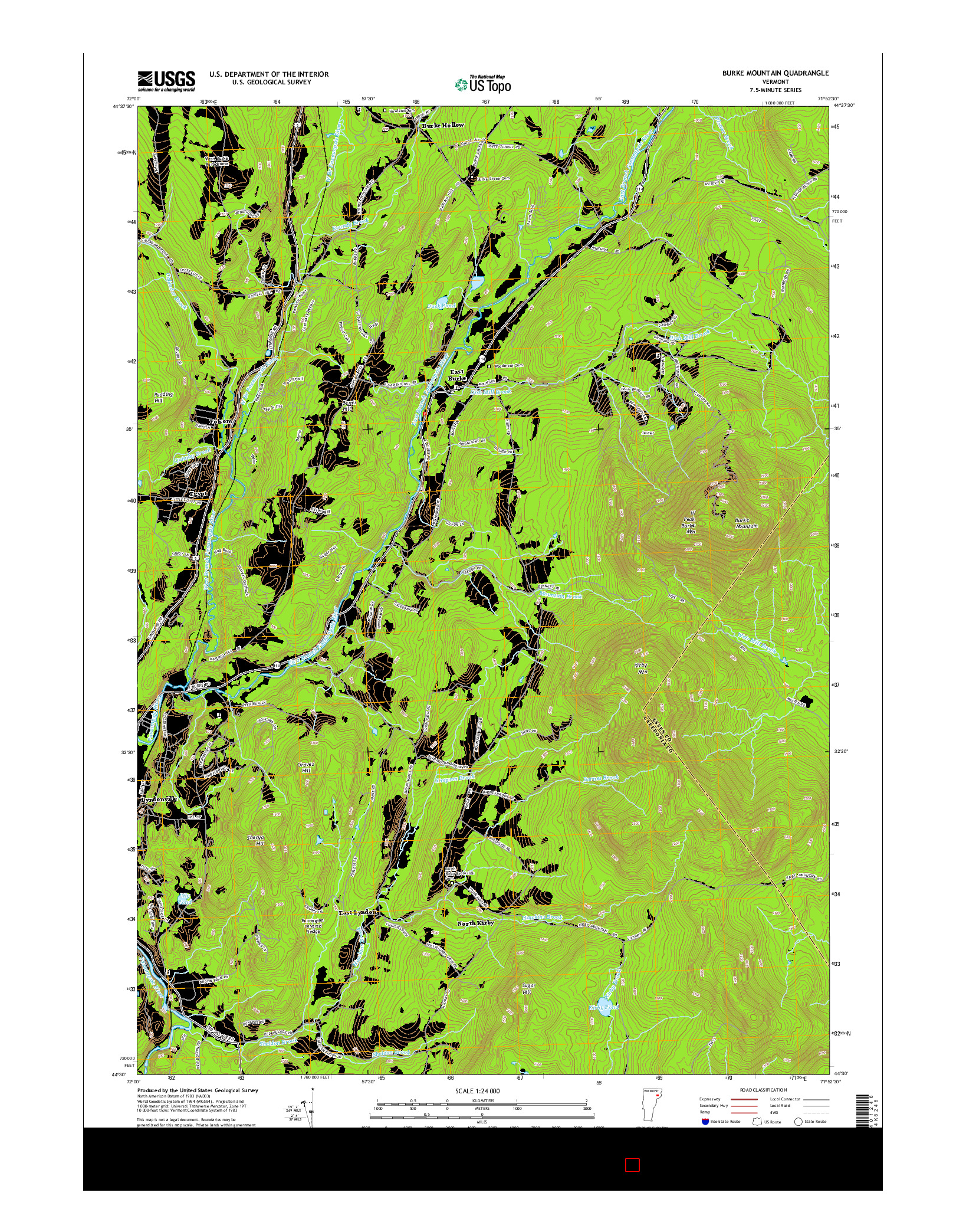 USGS US TOPO 7.5-MINUTE MAP FOR BURKE MOUNTAIN, VT 2015