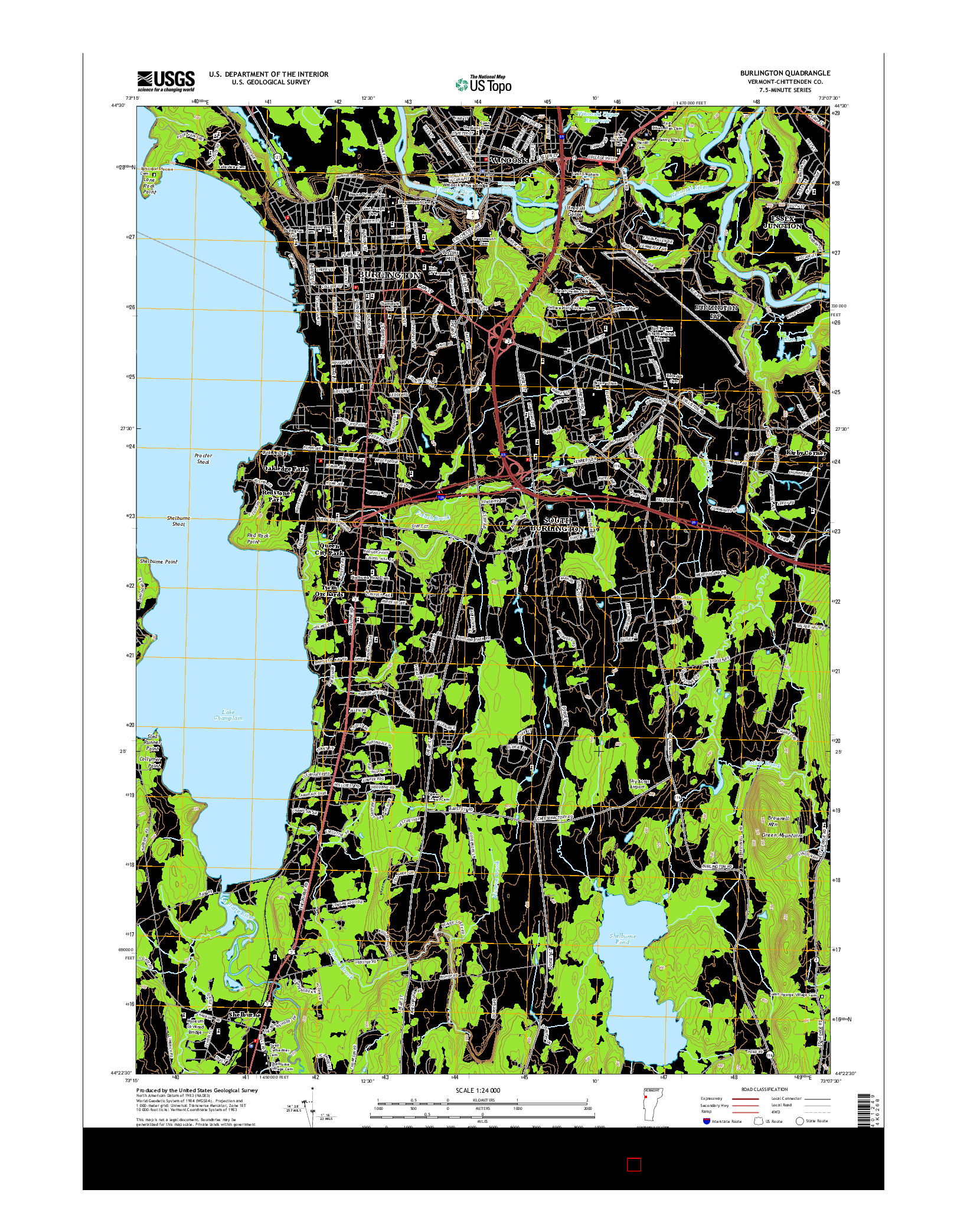 USGS US TOPO 7.5-MINUTE MAP FOR BURLINGTON, VT 2015