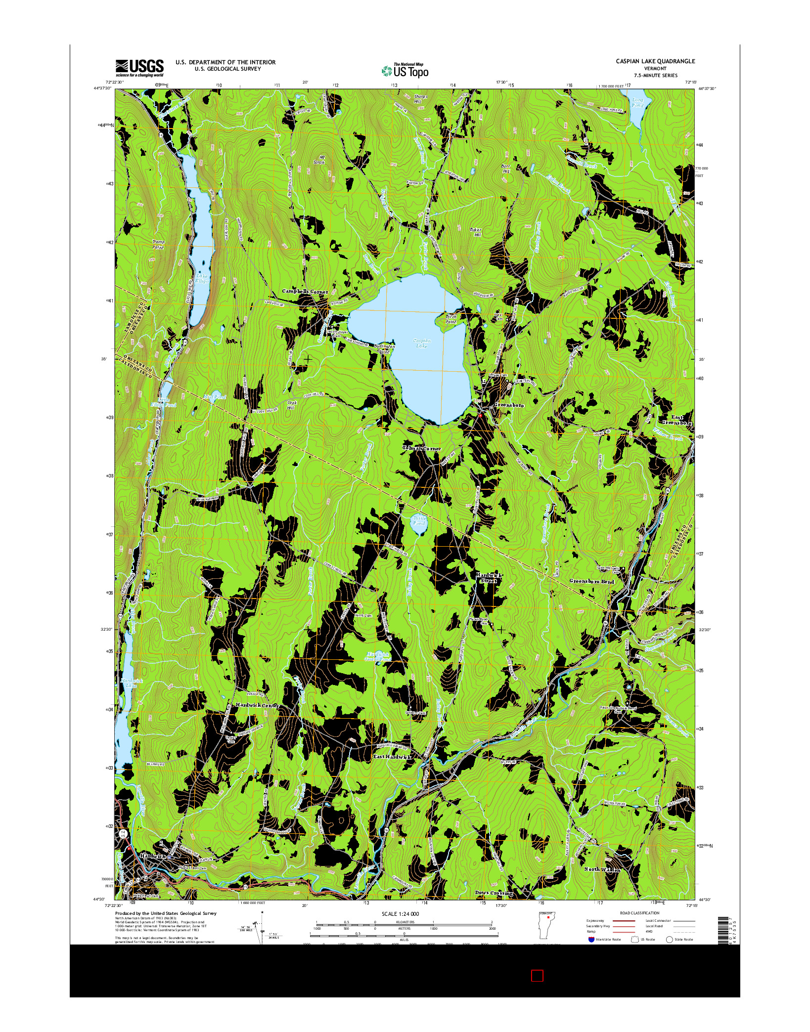 USGS US TOPO 7.5-MINUTE MAP FOR CASPIAN LAKE, VT 2015
