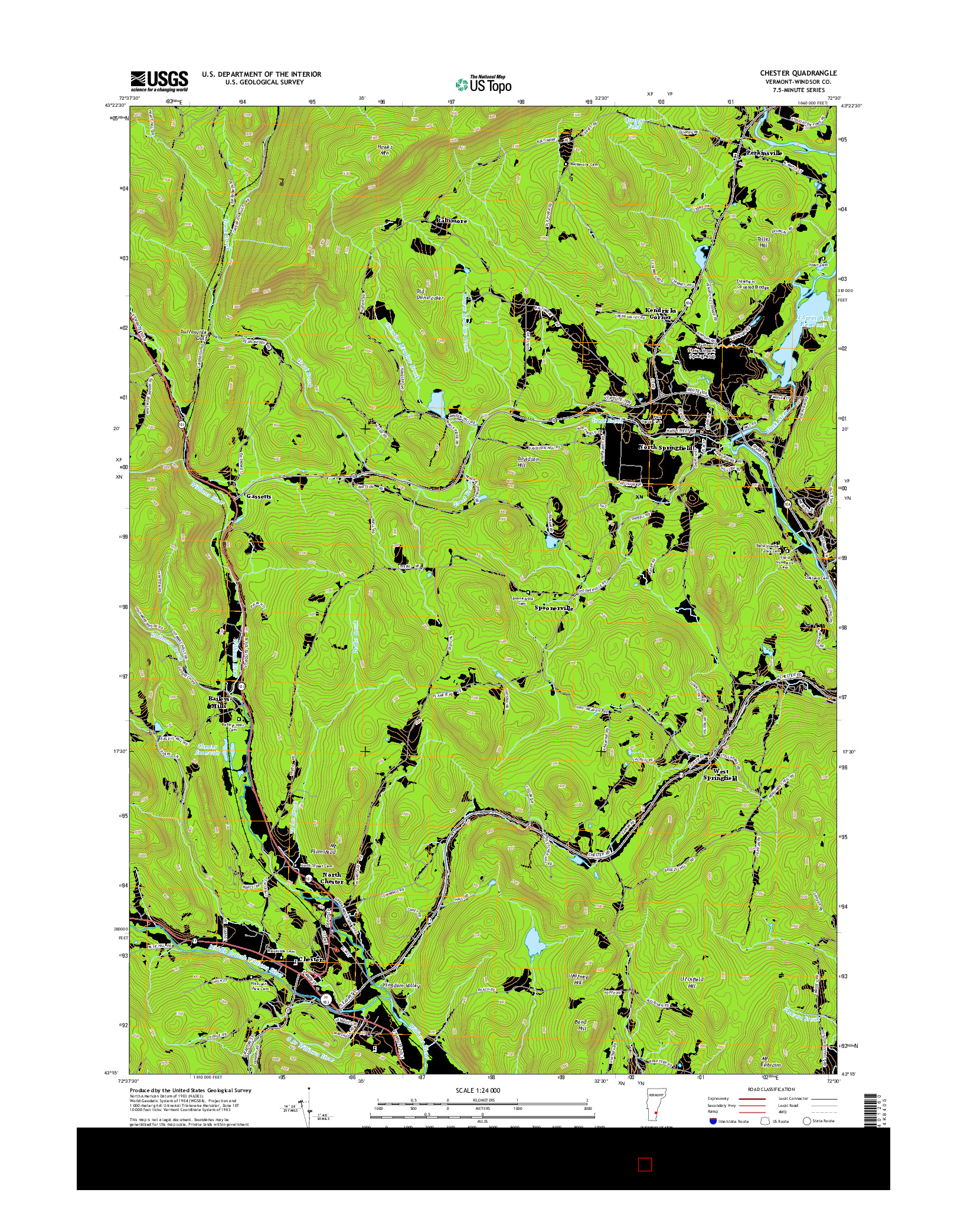 USGS US TOPO 7.5-MINUTE MAP FOR CHESTER, VT 2015