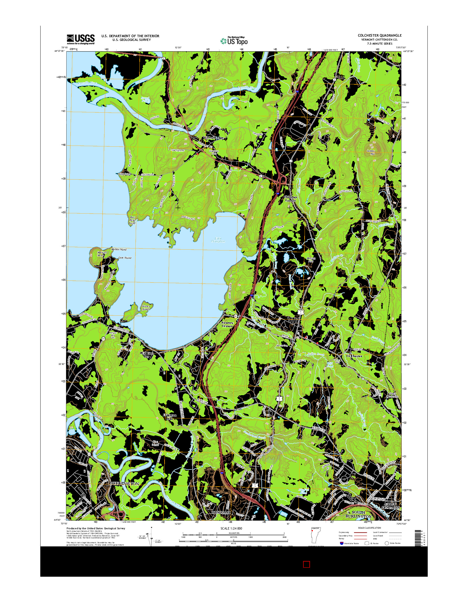 USGS US TOPO 7.5-MINUTE MAP FOR COLCHESTER, VT 2015