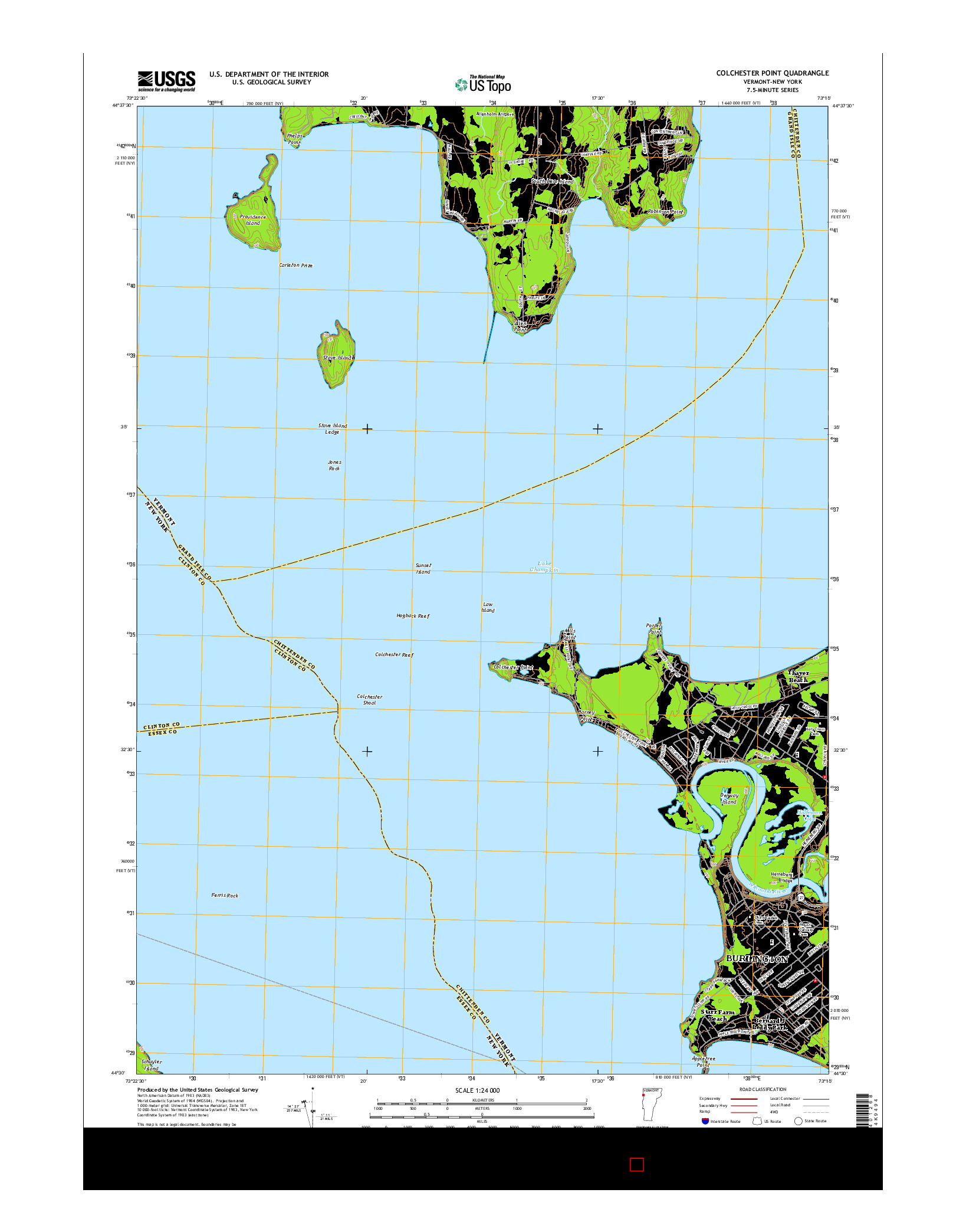 USGS US TOPO 7.5-MINUTE MAP FOR COLCHESTER POINT, VT-NY 2015