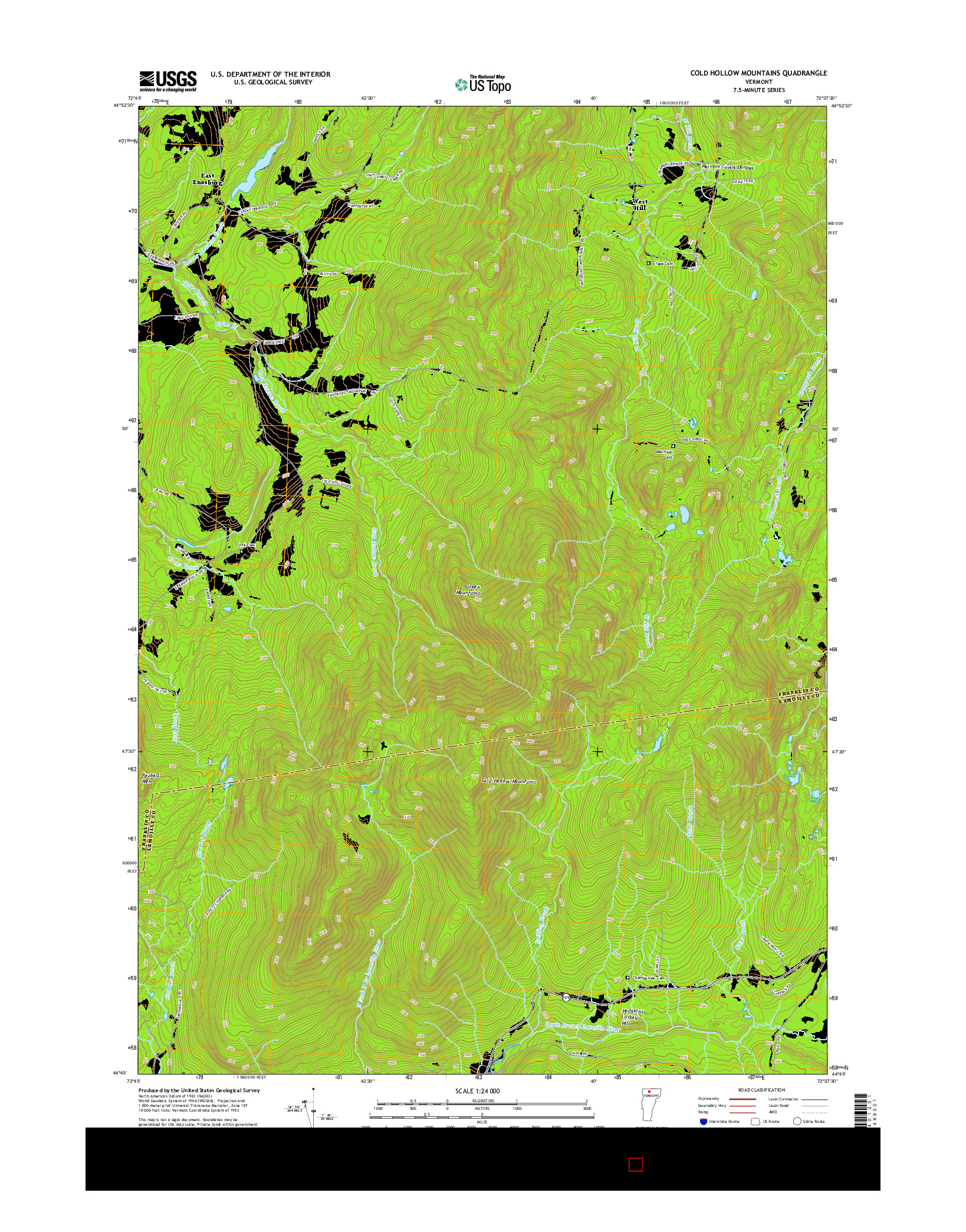 USGS US TOPO 7.5-MINUTE MAP FOR COLD HOLLOW MOUNTAINS, VT 2015
