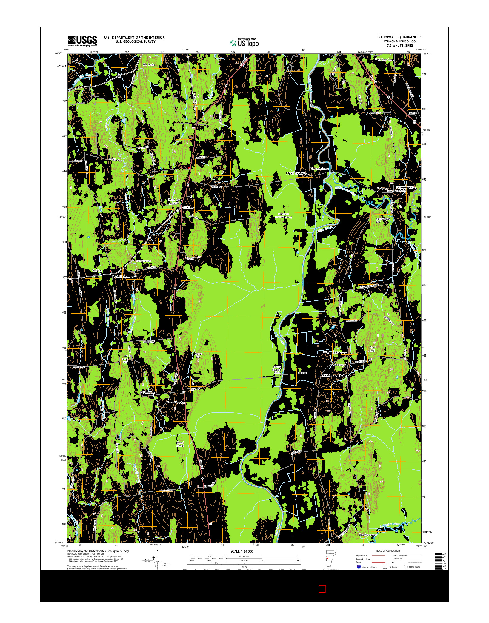 USGS US TOPO 7.5-MINUTE MAP FOR CORNWALL, VT 2015