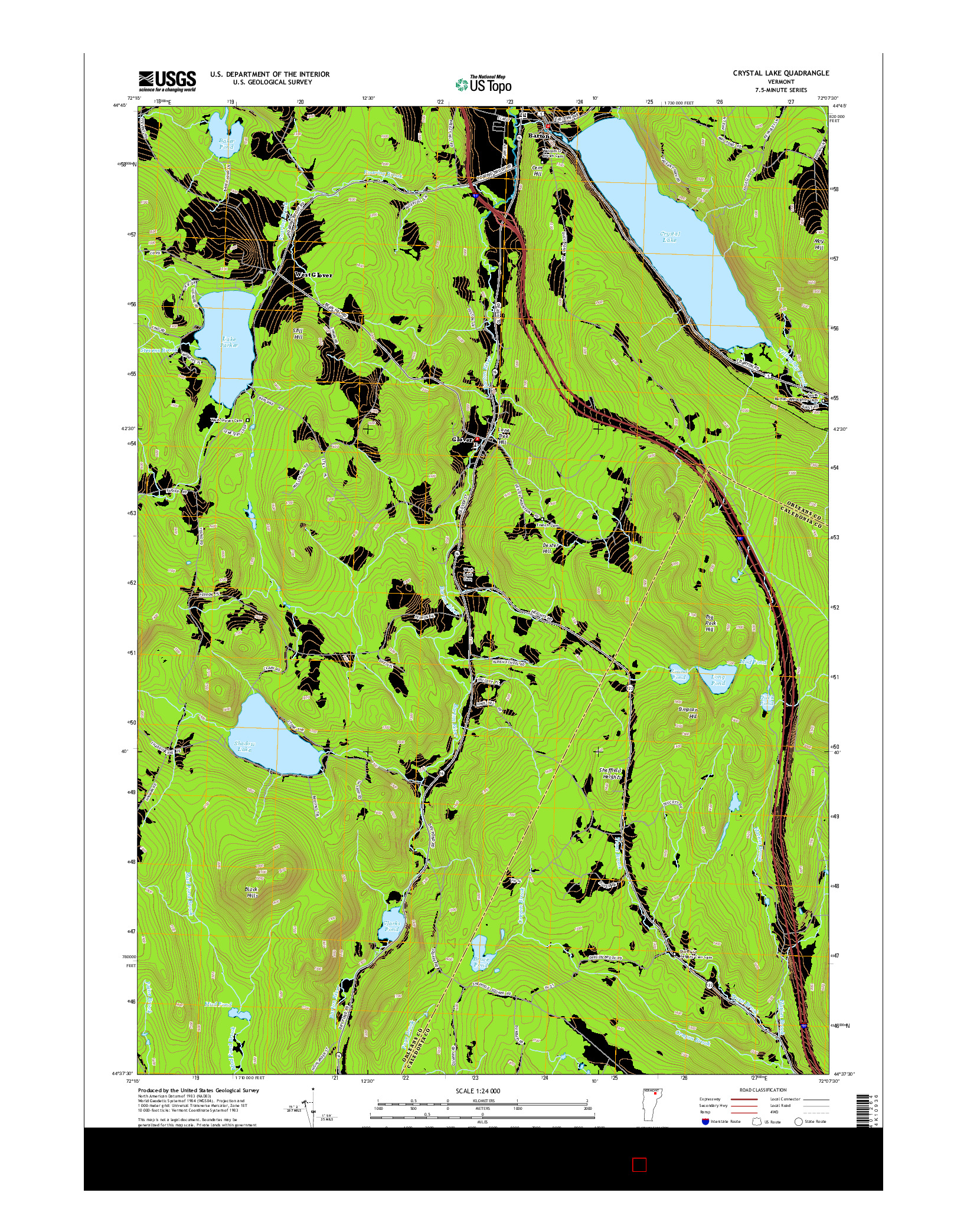 USGS US TOPO 7.5-MINUTE MAP FOR CRYSTAL LAKE, VT 2015
