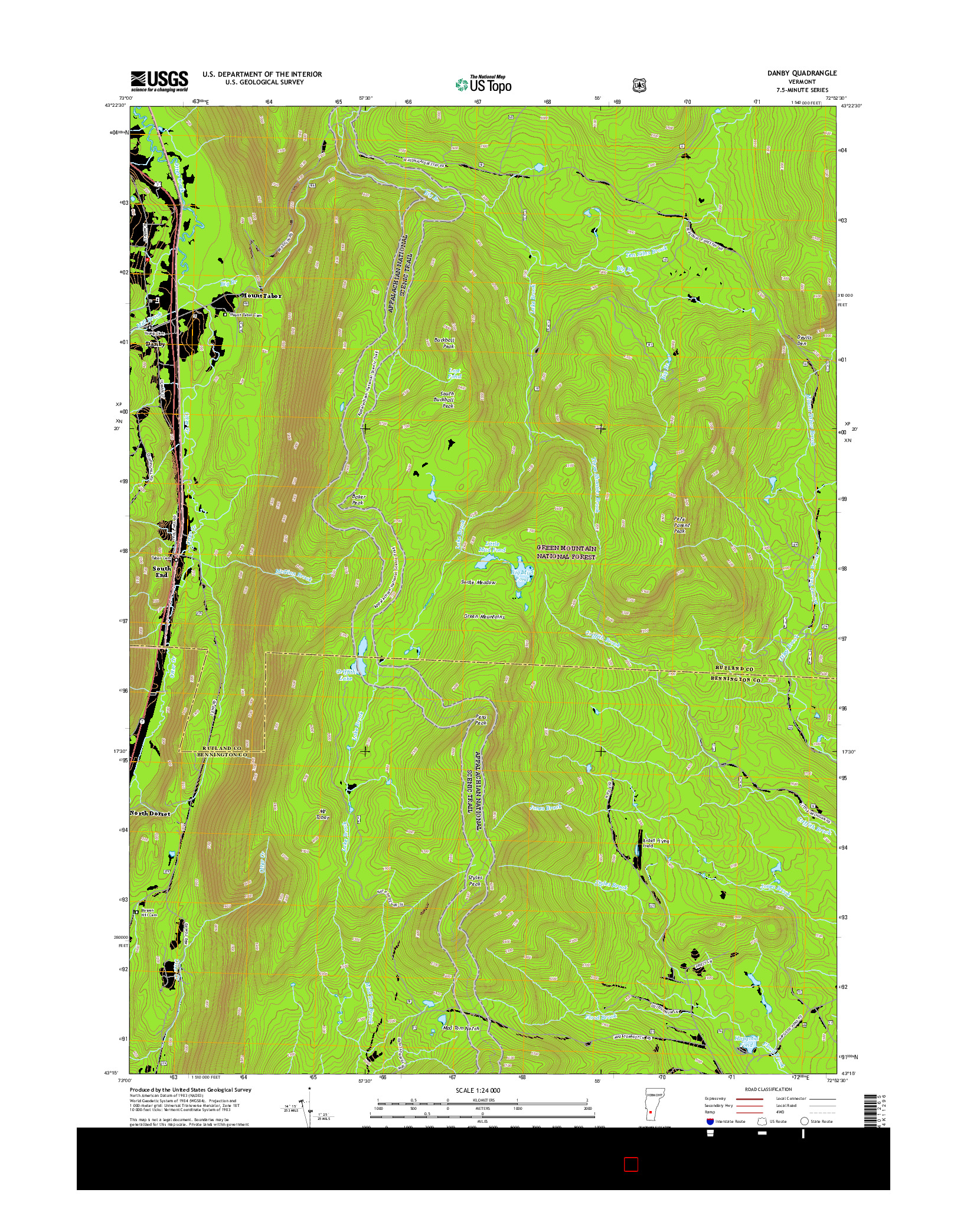 USGS US TOPO 7.5-MINUTE MAP FOR DANBY, VT 2015