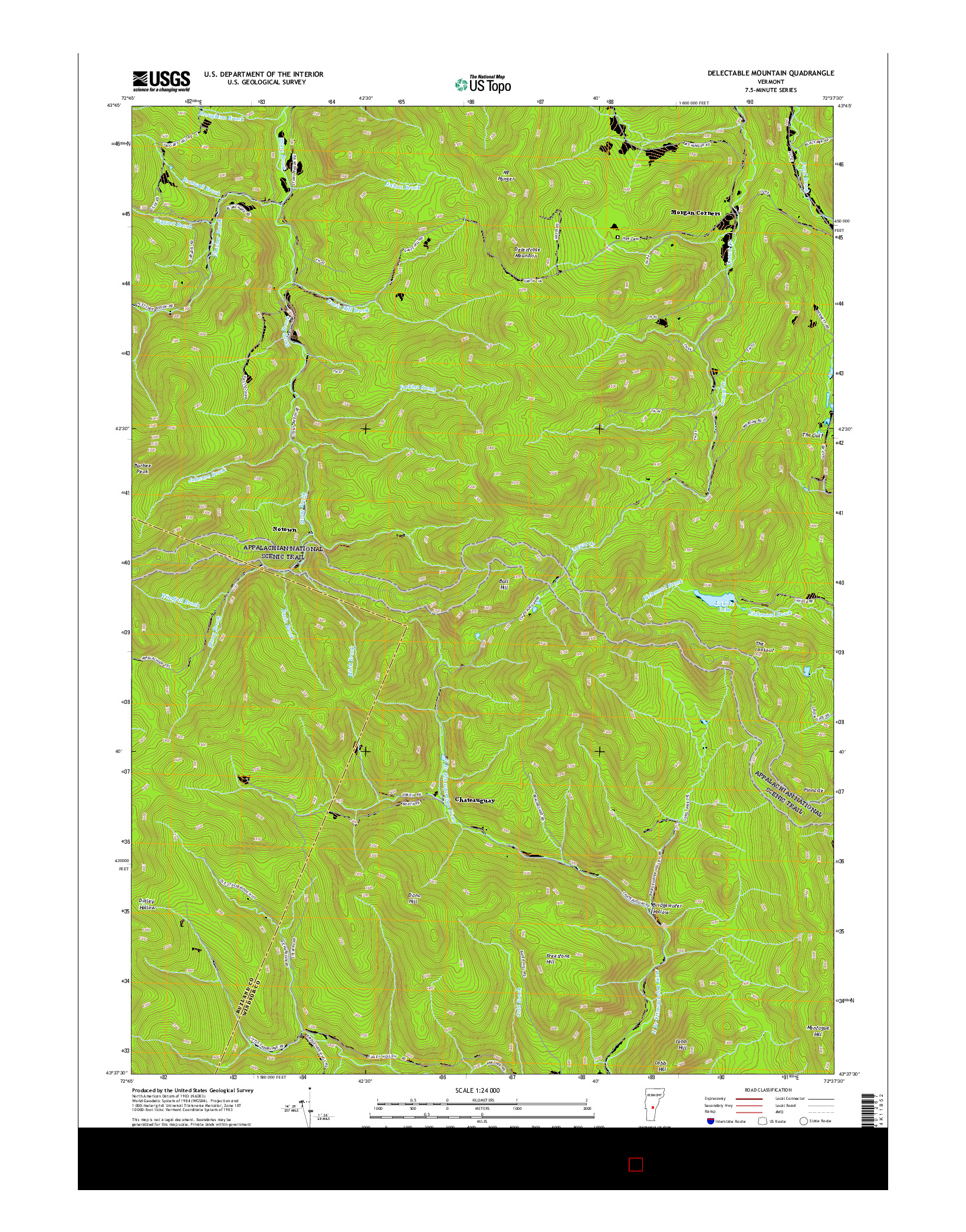 USGS US TOPO 7.5-MINUTE MAP FOR DELECTABLE MOUNTAIN, VT 2015