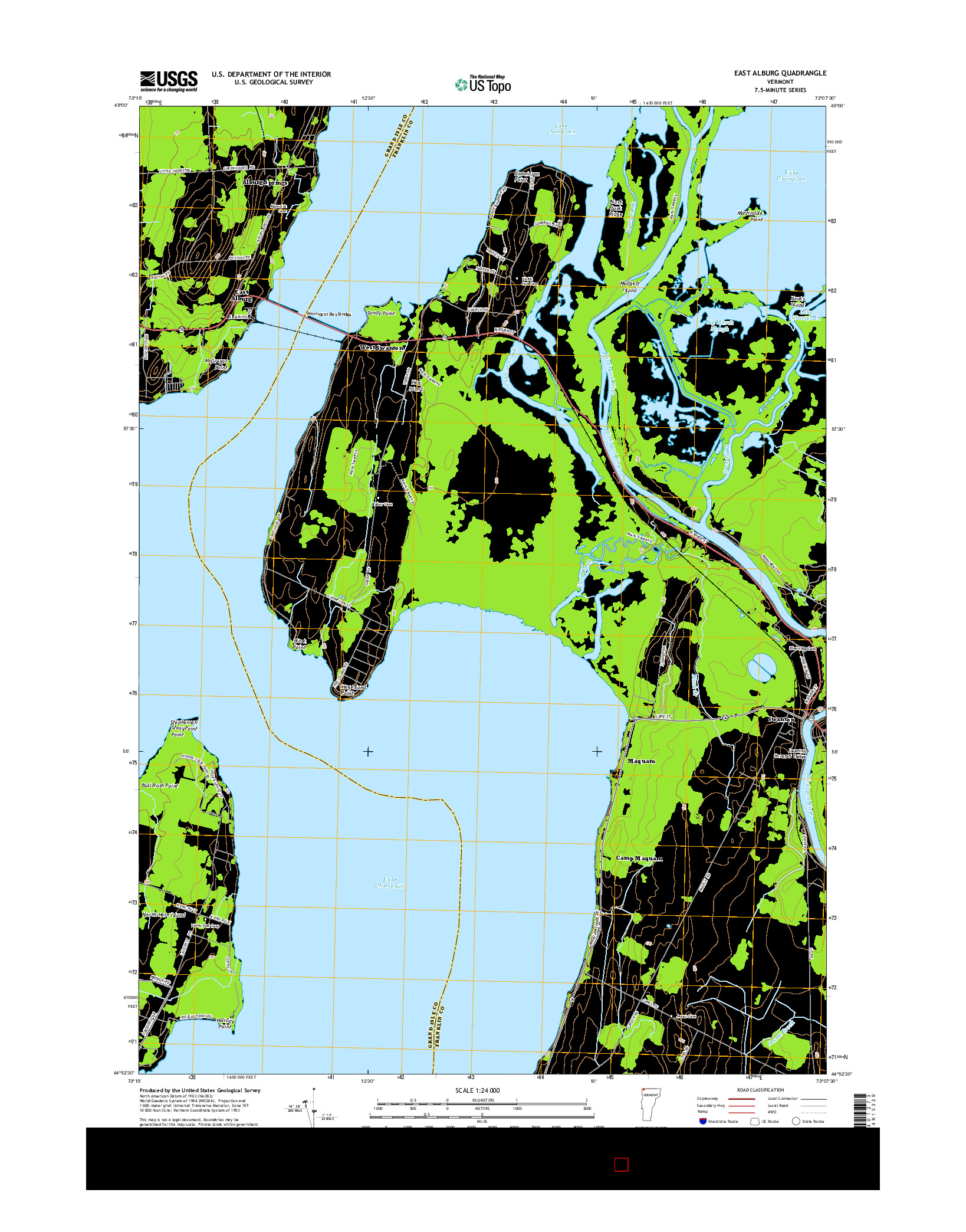 USGS US TOPO 7.5-MINUTE MAP FOR EAST ALBURG, VT 2015