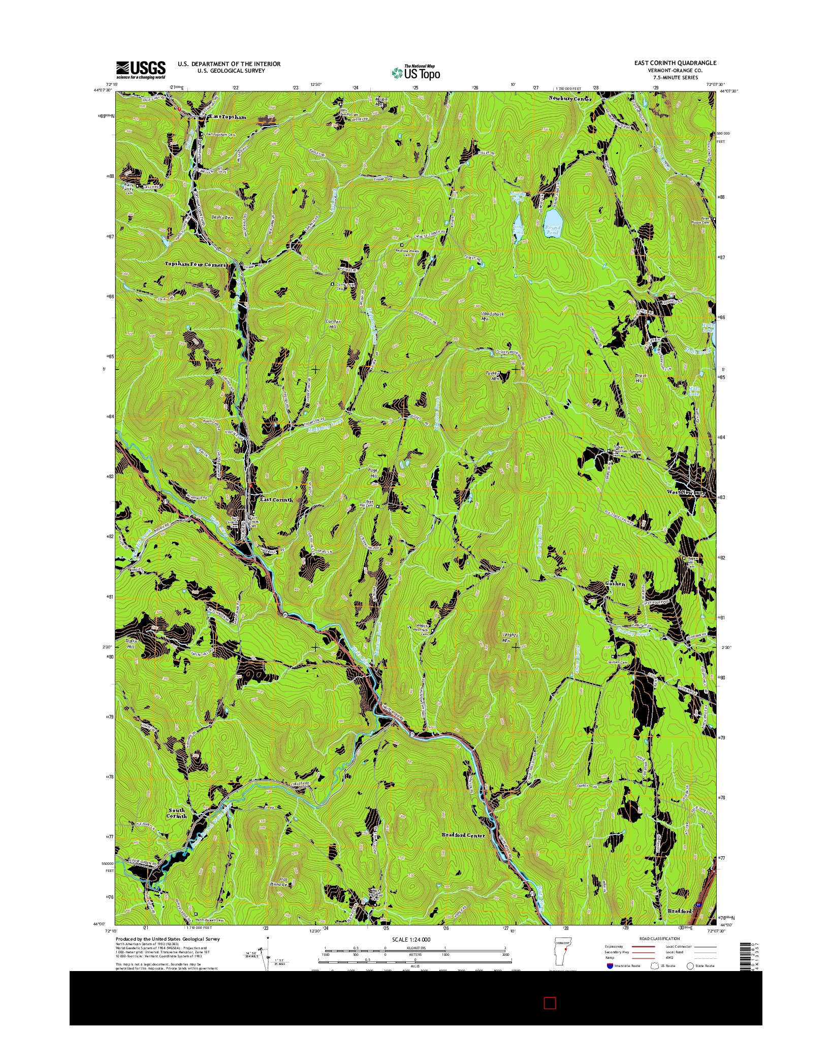 USGS US TOPO 7.5-MINUTE MAP FOR EAST CORINTH, VT 2015