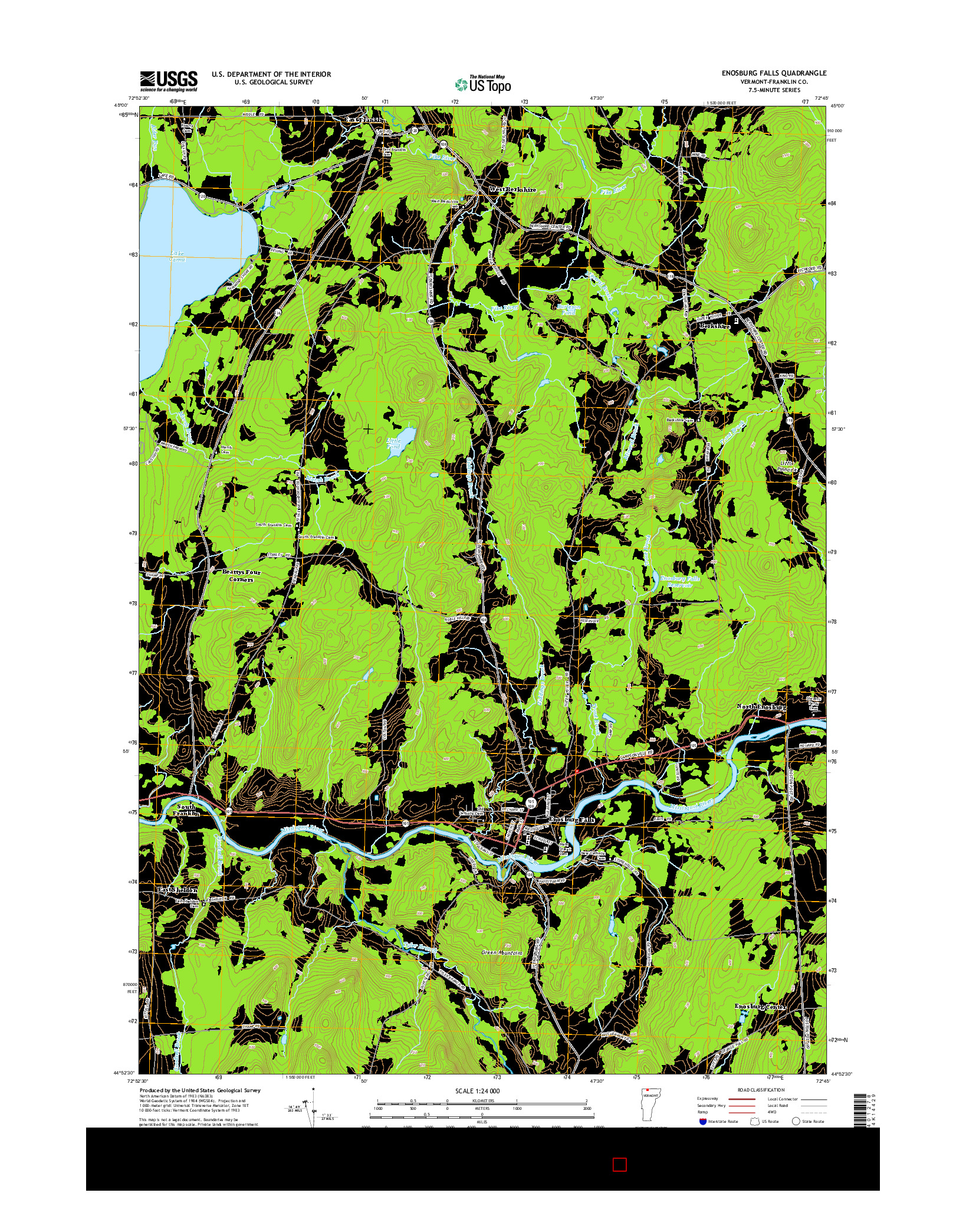 USGS US TOPO 7.5-MINUTE MAP FOR ENOSBURG FALLS, VT 2015