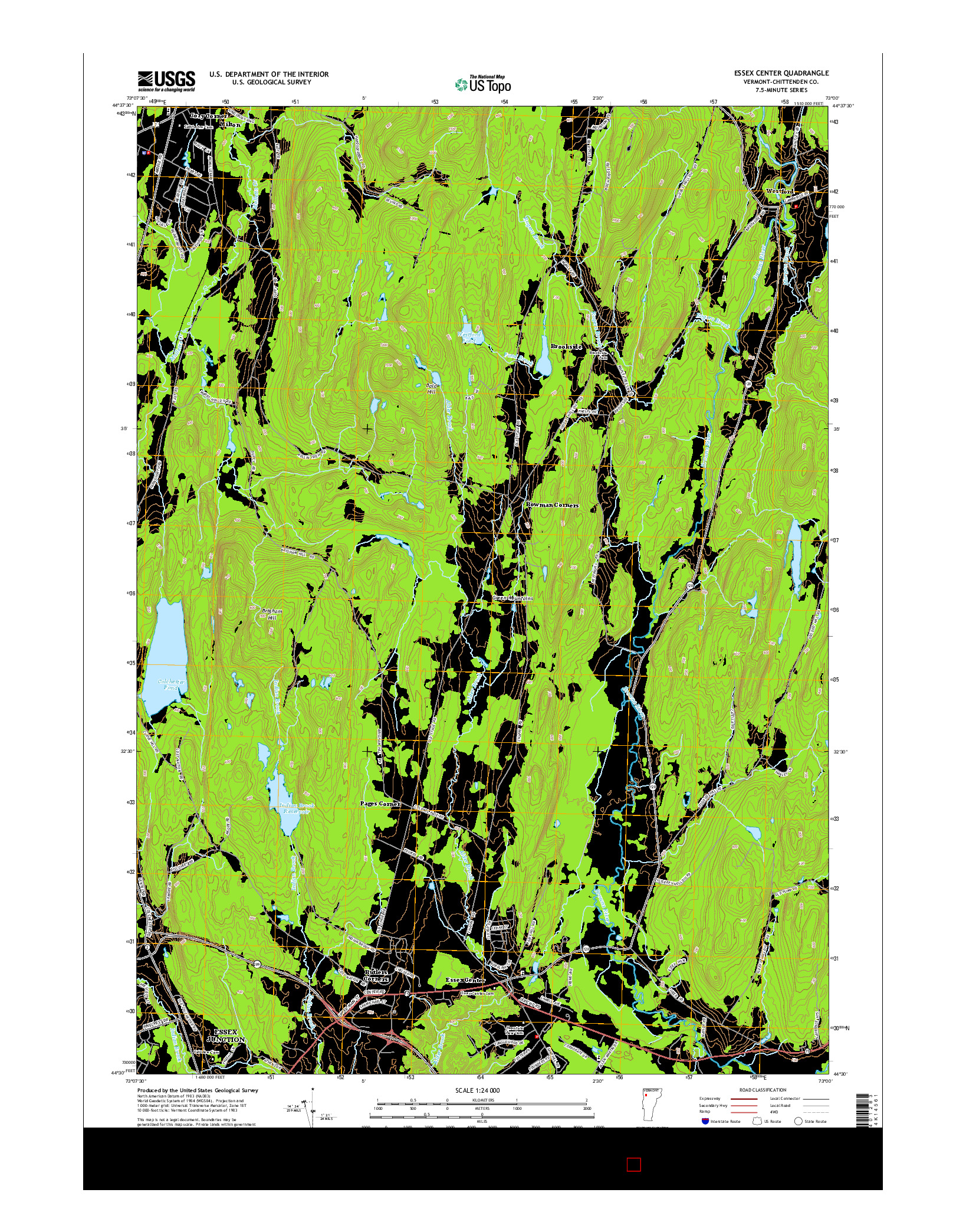 USGS US TOPO 7.5-MINUTE MAP FOR ESSEX CENTER, VT 2015