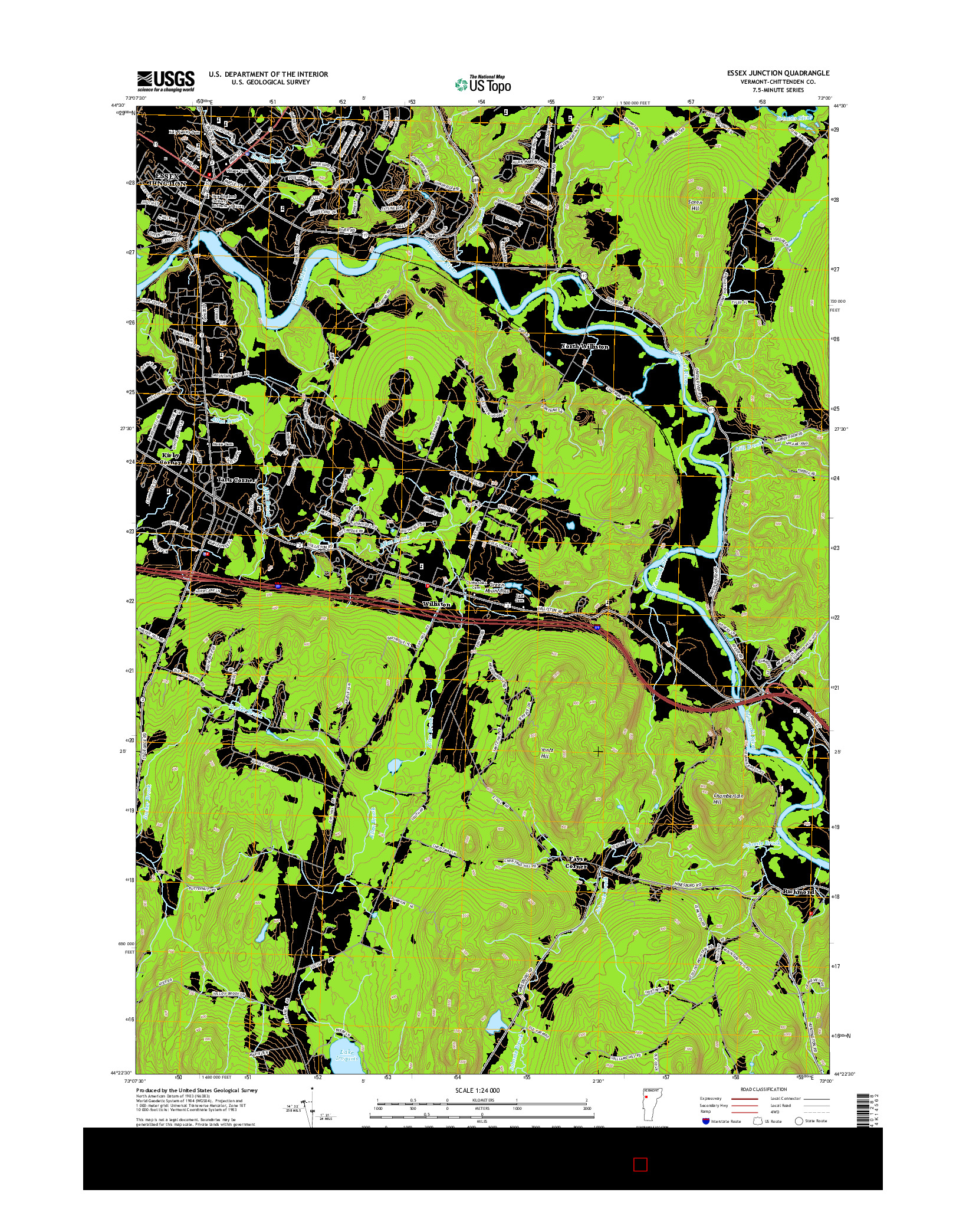 USGS US TOPO 7.5-MINUTE MAP FOR ESSEX JUNCTION, VT 2015