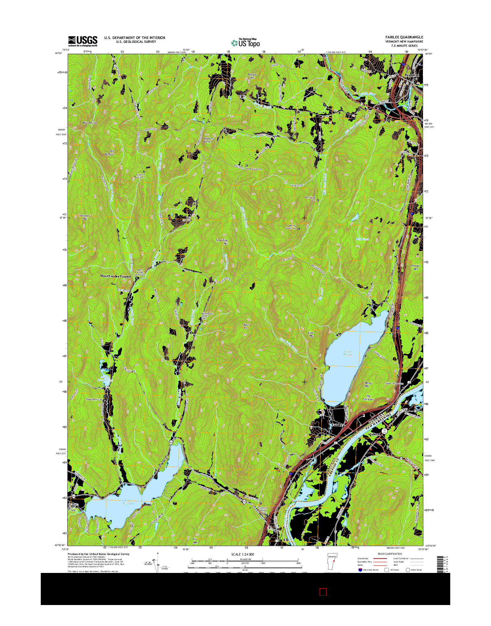 USGS US TOPO 7.5-MINUTE MAP FOR FAIRLEE, VT-NH 2015