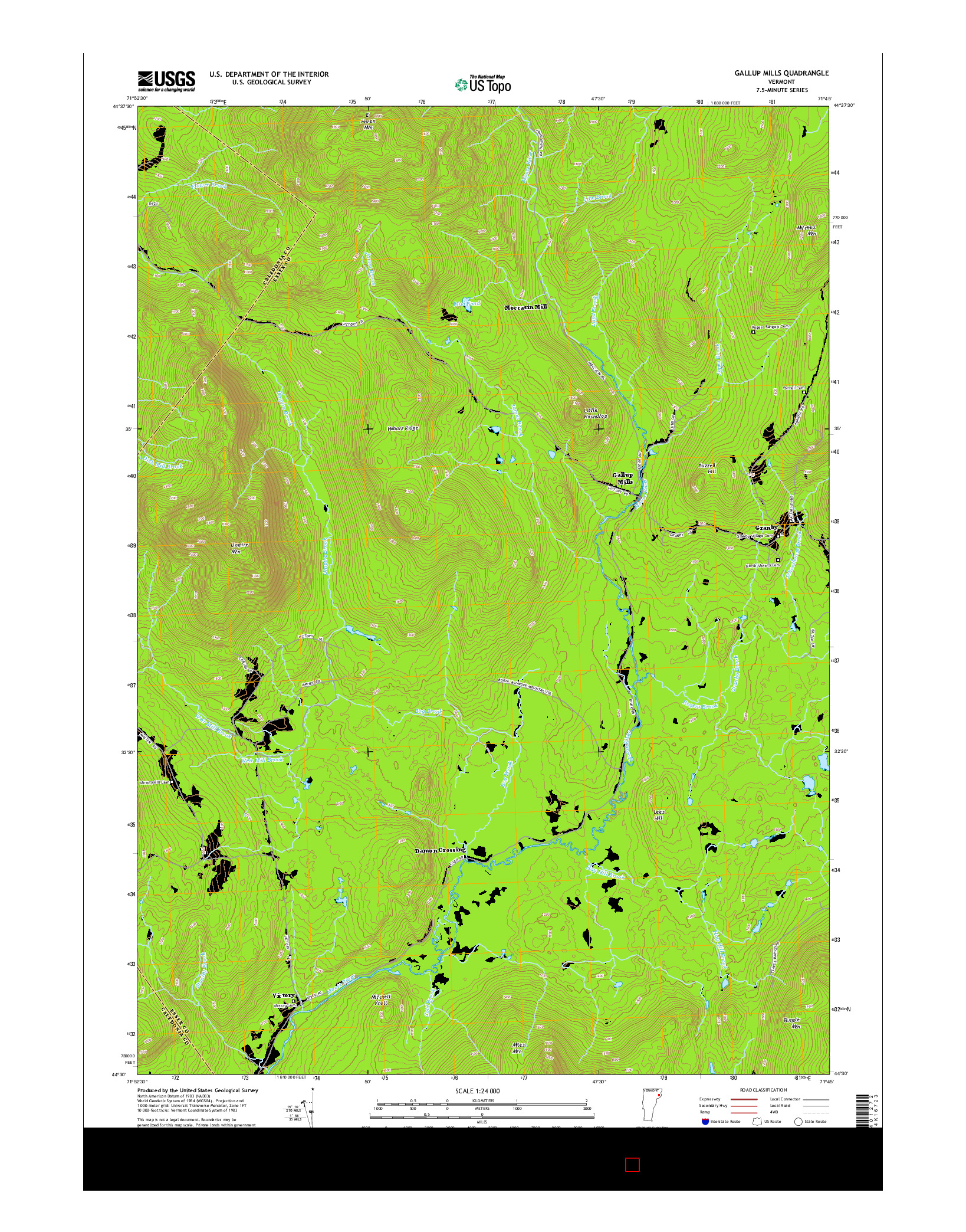 USGS US TOPO 7.5-MINUTE MAP FOR GALLUP MILLS, VT 2015