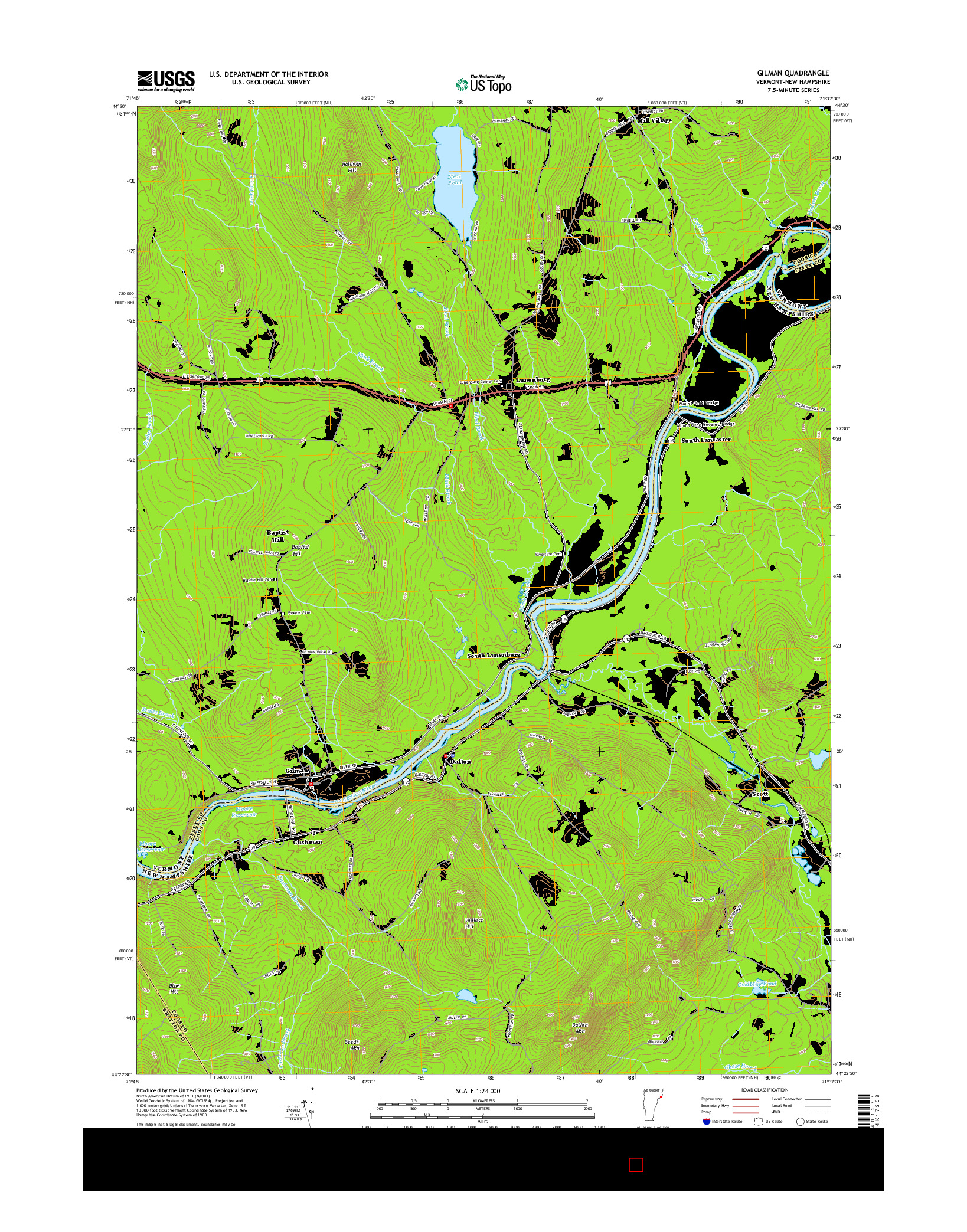 USGS US TOPO 7.5-MINUTE MAP FOR GILMAN, VT-NH 2015