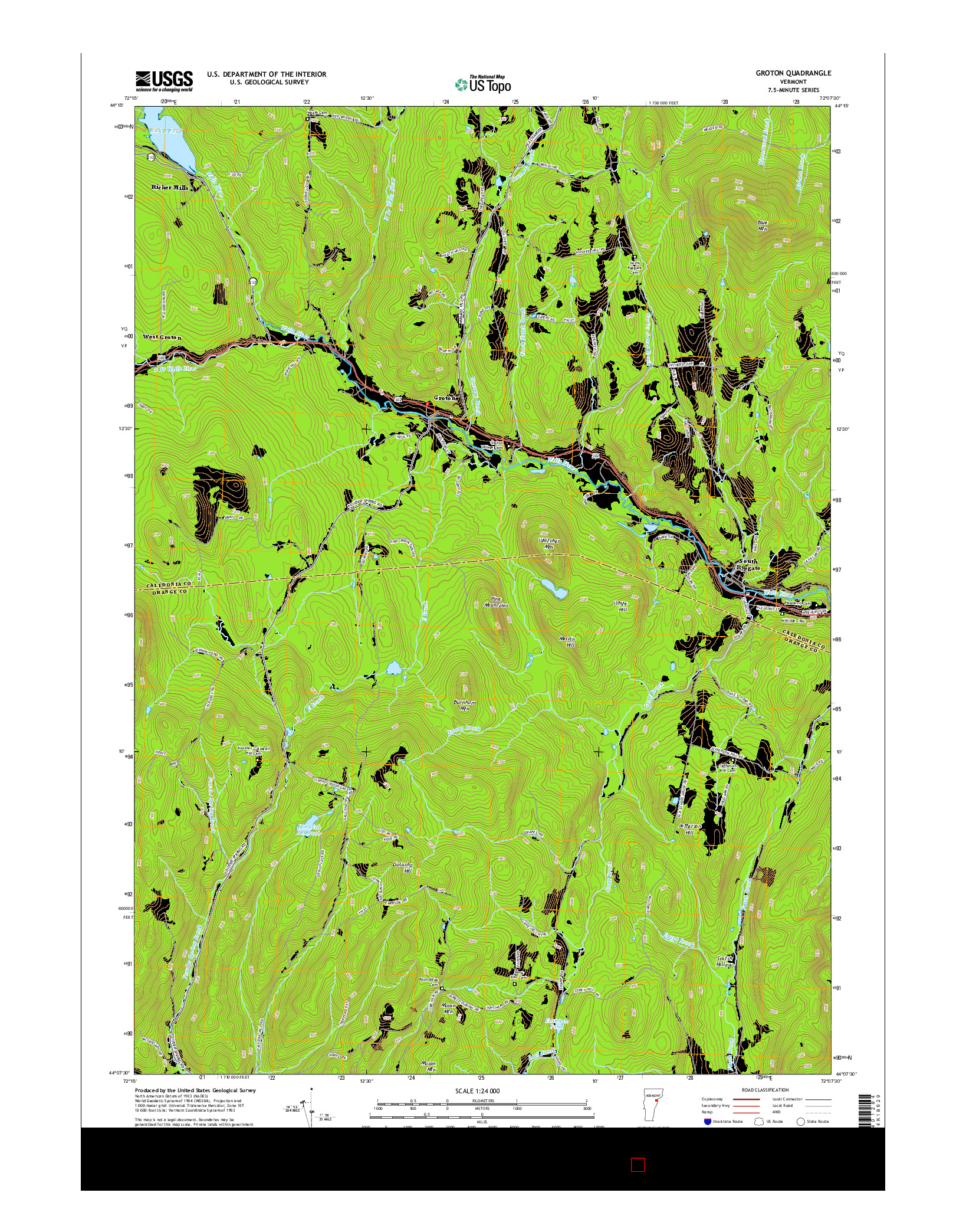 USGS US TOPO 7.5-MINUTE MAP FOR GROTON, VT 2015