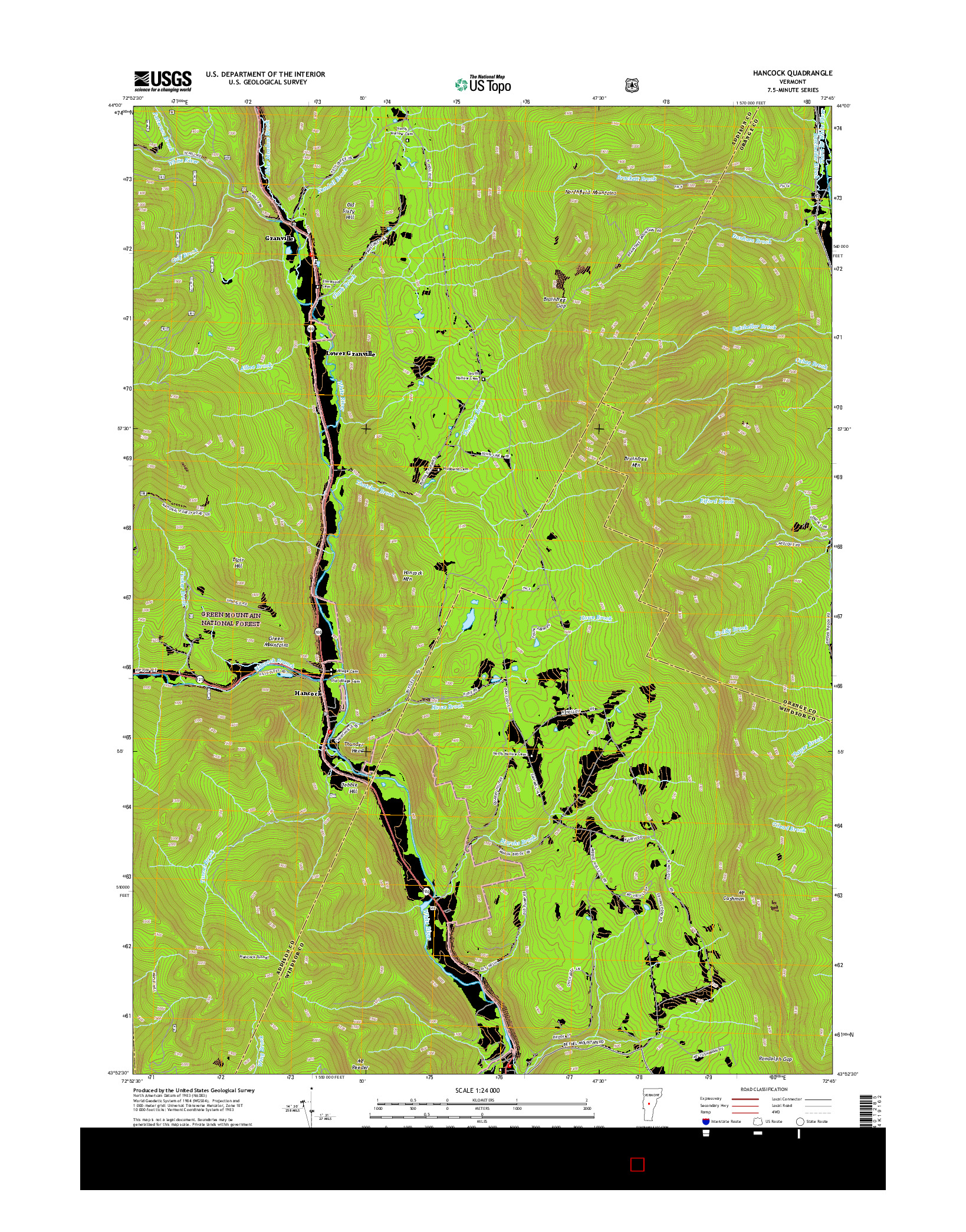 USGS US TOPO 7.5-MINUTE MAP FOR HANCOCK, VT 2015