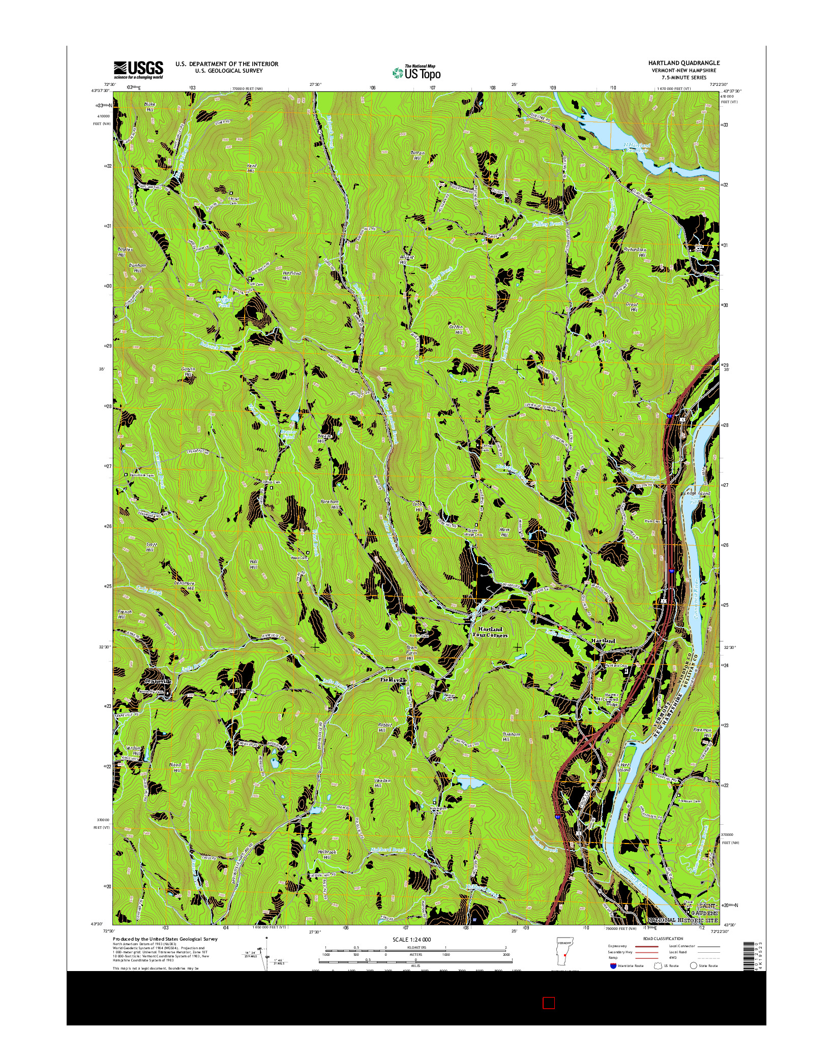 USGS US TOPO 7.5-MINUTE MAP FOR HARTLAND, VT-NH 2015