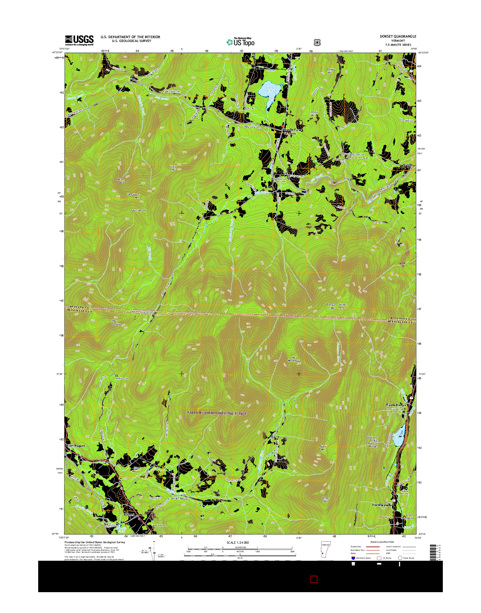USGS US TOPO 7.5-MINUTE MAP FOR DORSET, VT 2015