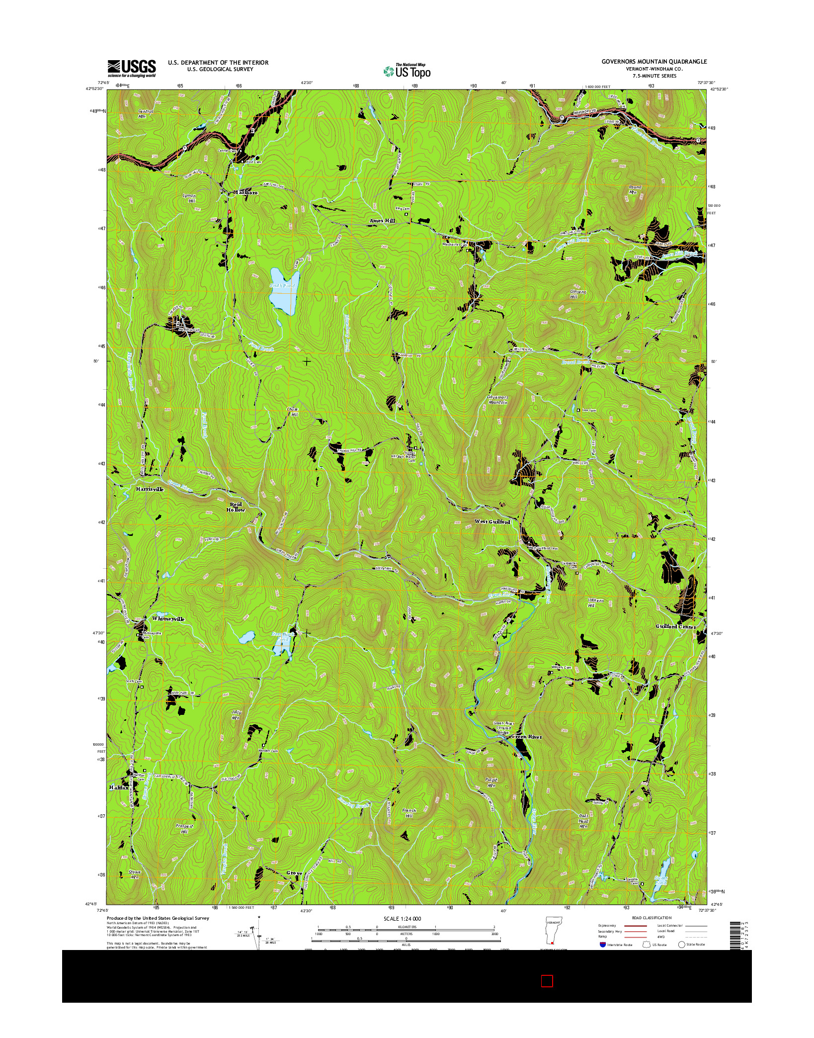 USGS US TOPO 7.5-MINUTE MAP FOR GOVERNORS MOUNTAIN, VT 2015