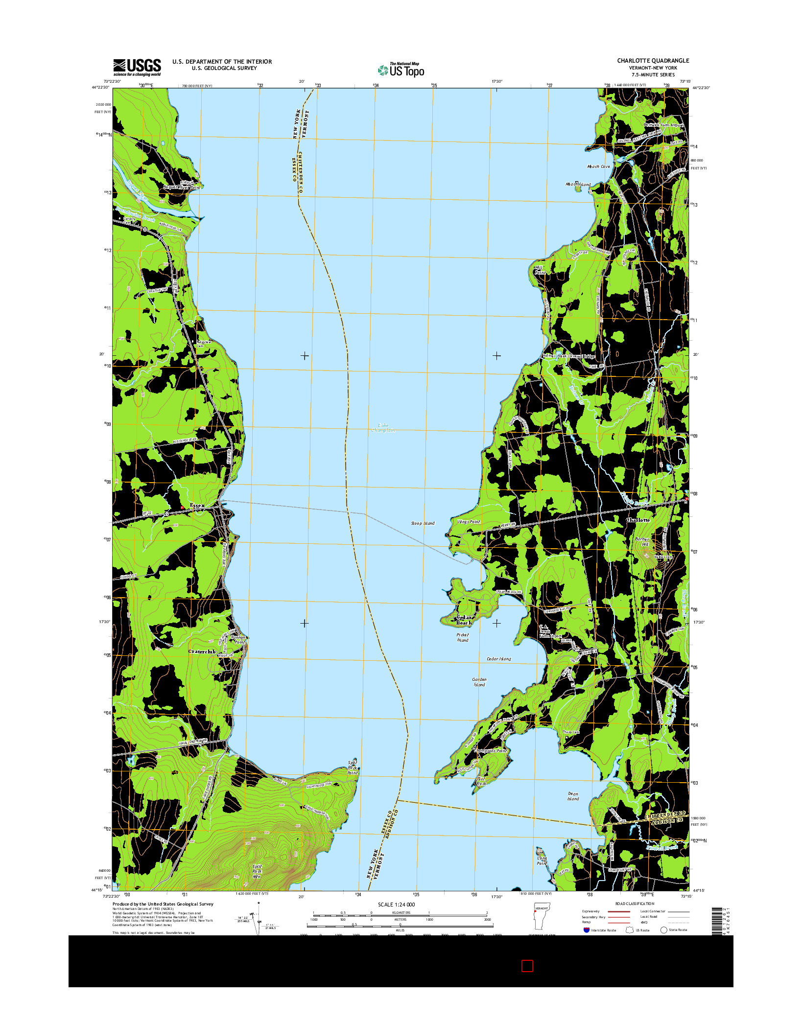 USGS US TOPO 7.5-MINUTE MAP FOR CHARLOTTE, VT-NY 2015