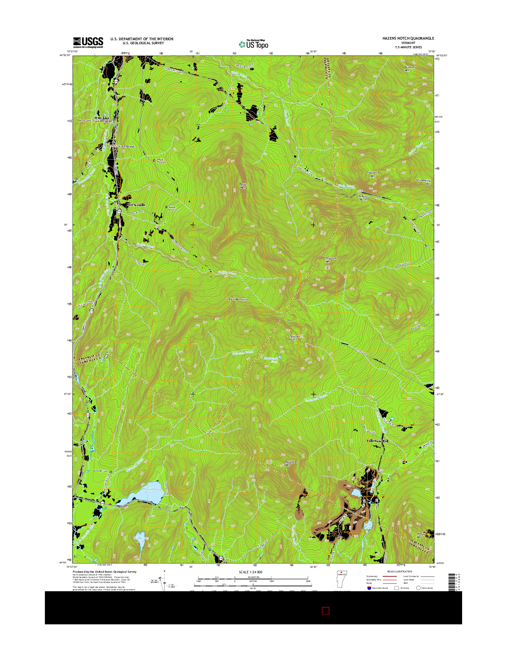 USGS US TOPO 7.5-MINUTE MAP FOR HAZENS NOTCH, VT 2015