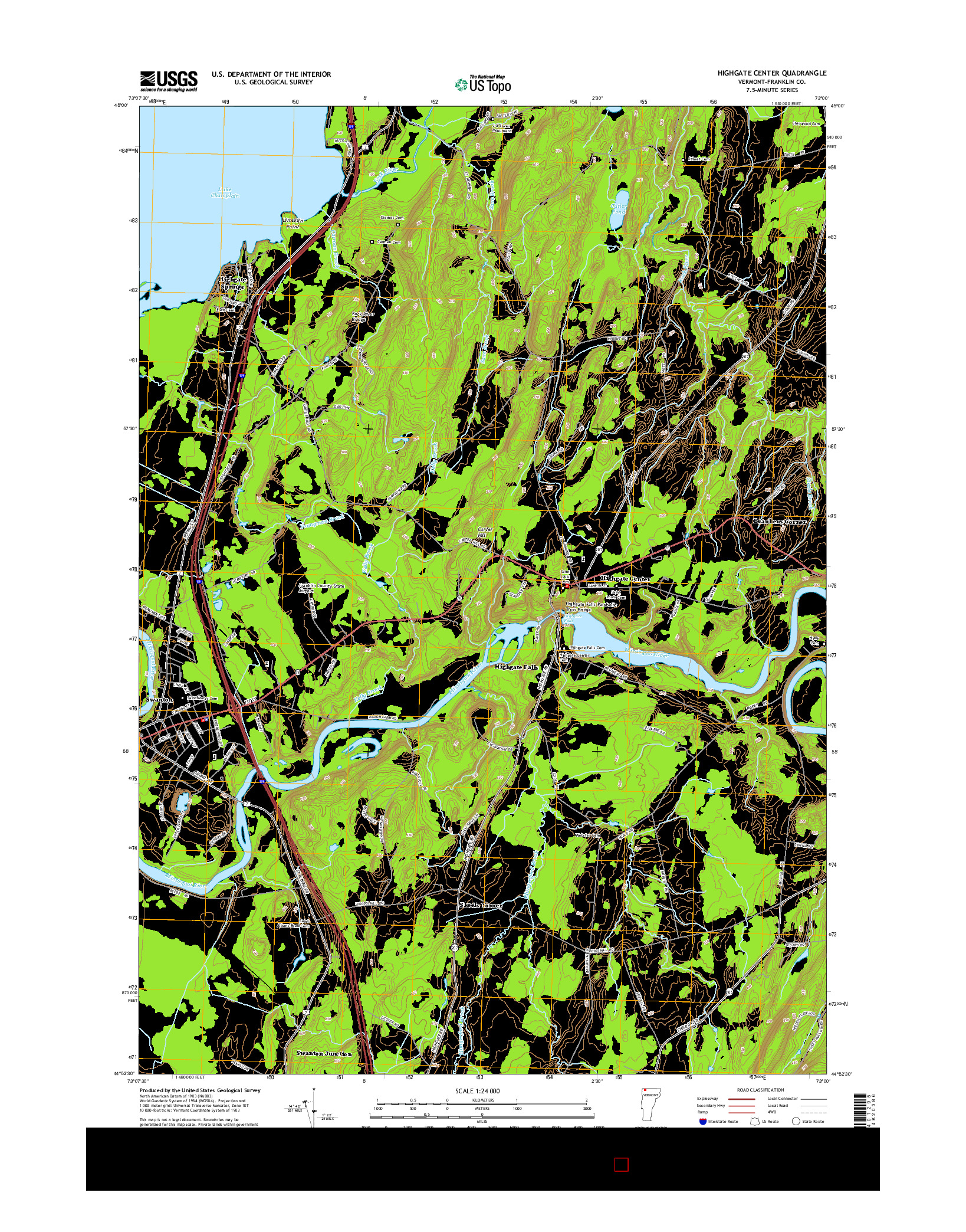 USGS US TOPO 7.5-MINUTE MAP FOR HIGHGATE CENTER, VT 2015